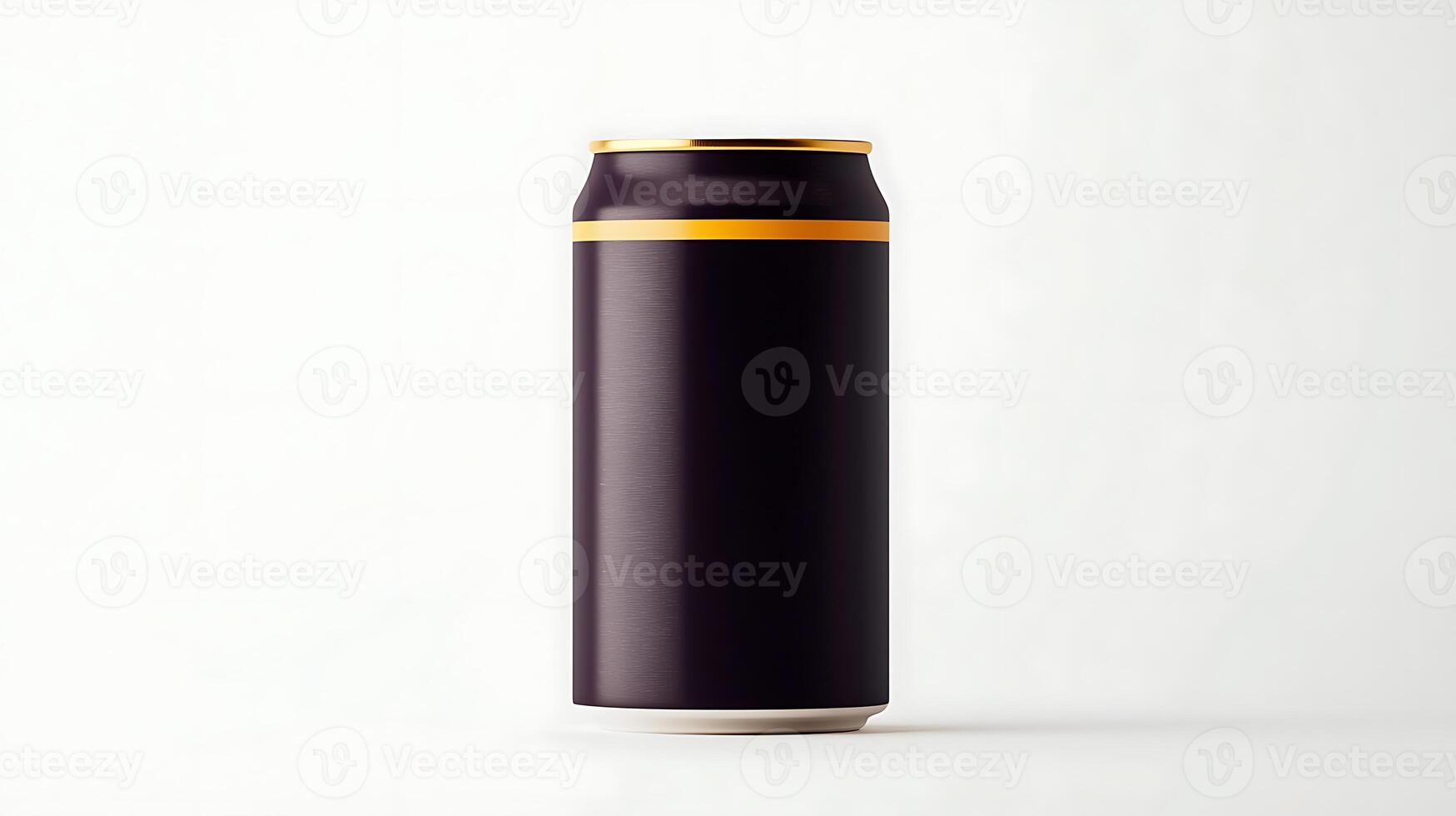 A black can with gold trim on a white background photo