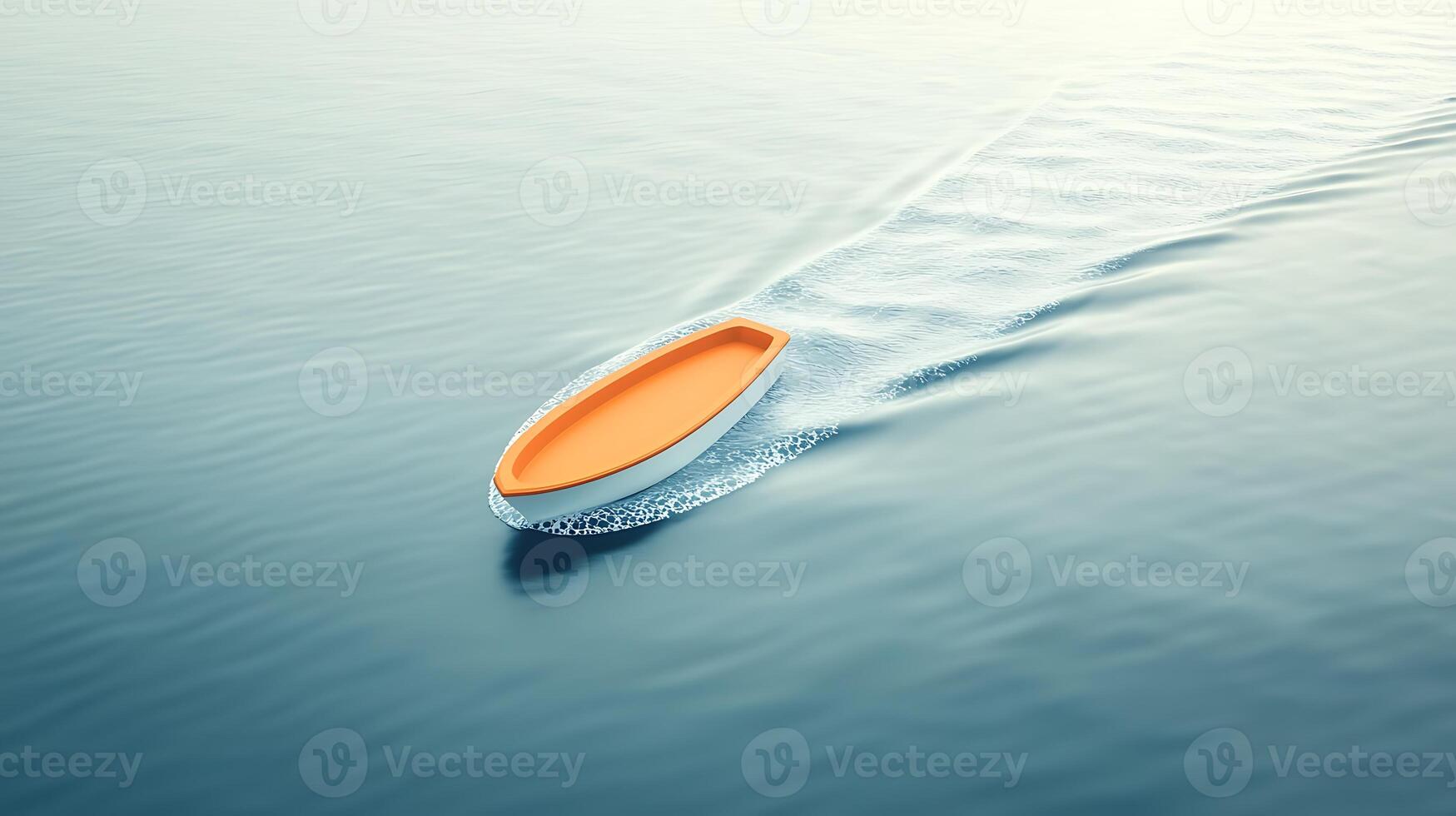 A small boat is floating on the water photo