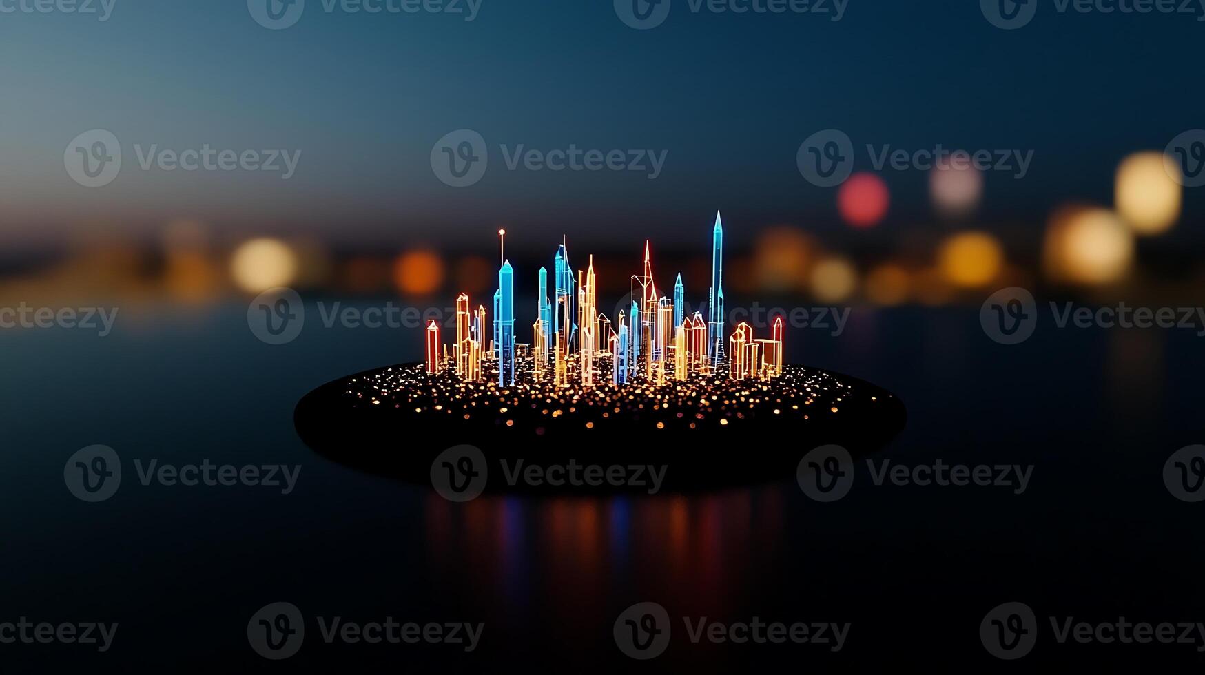 A cityscape with lights on it photo