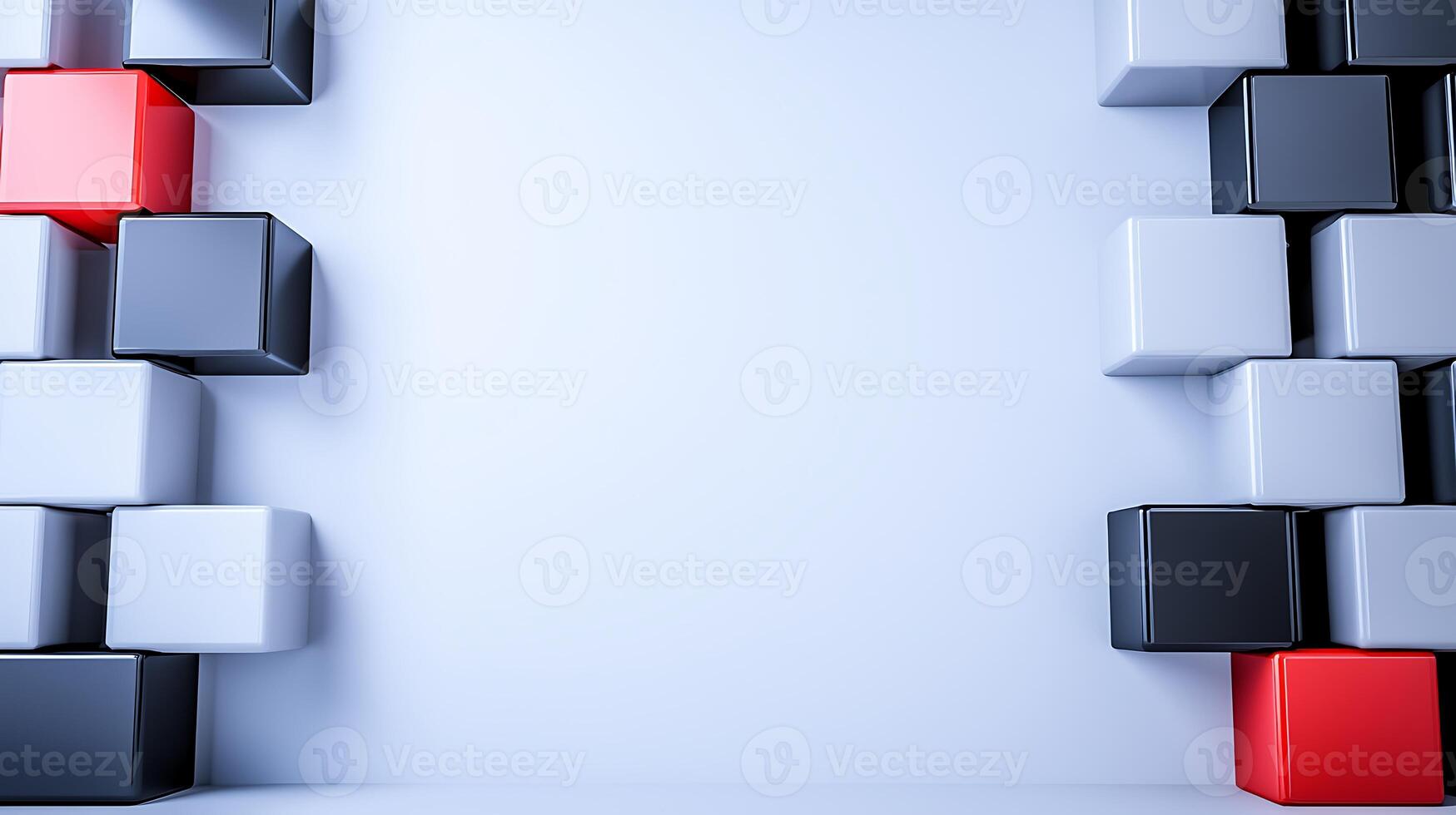 3d rendering of a cube wall with red and black cubes photo