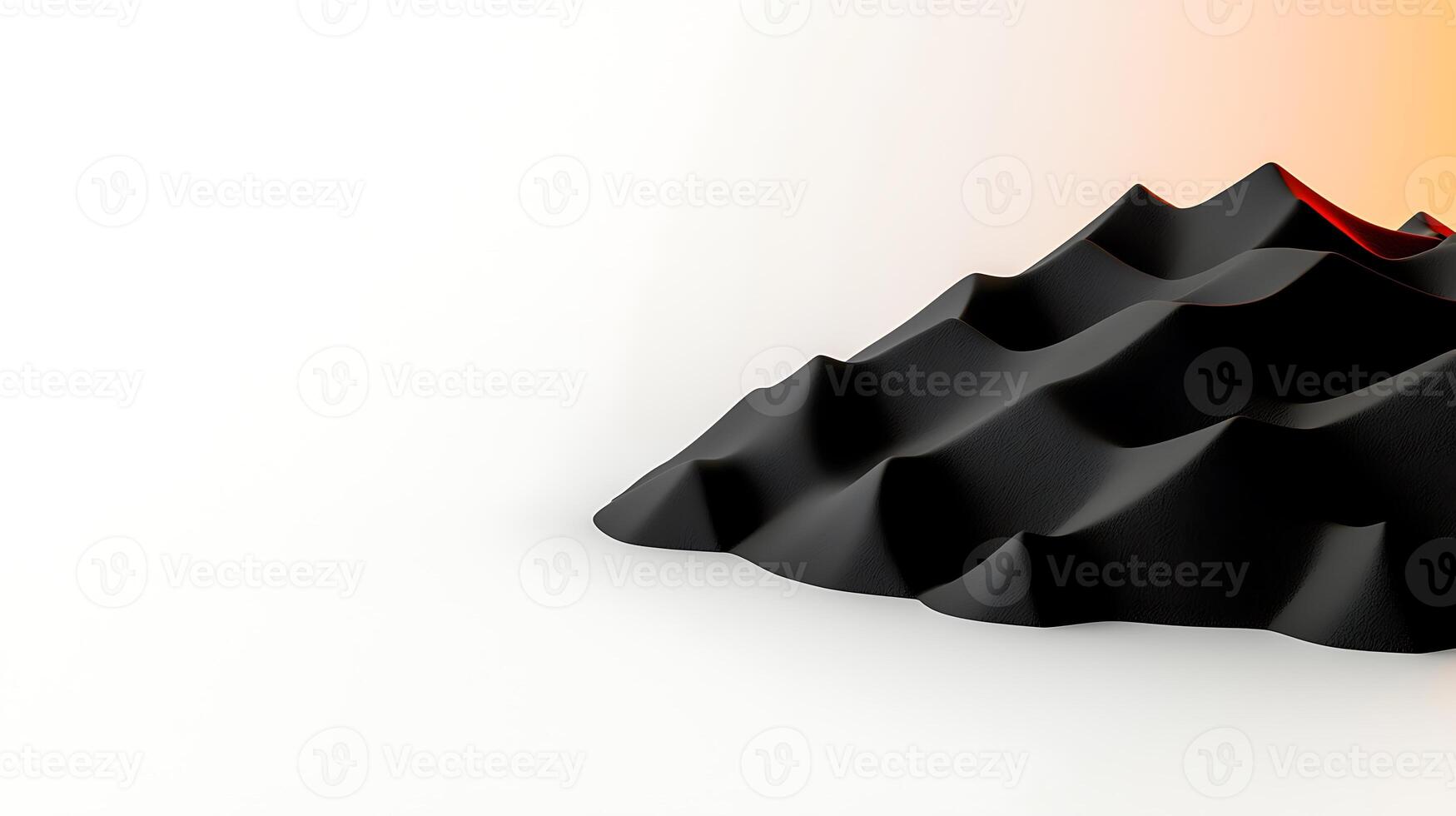 A black mountain with a red flame coming out of it photo