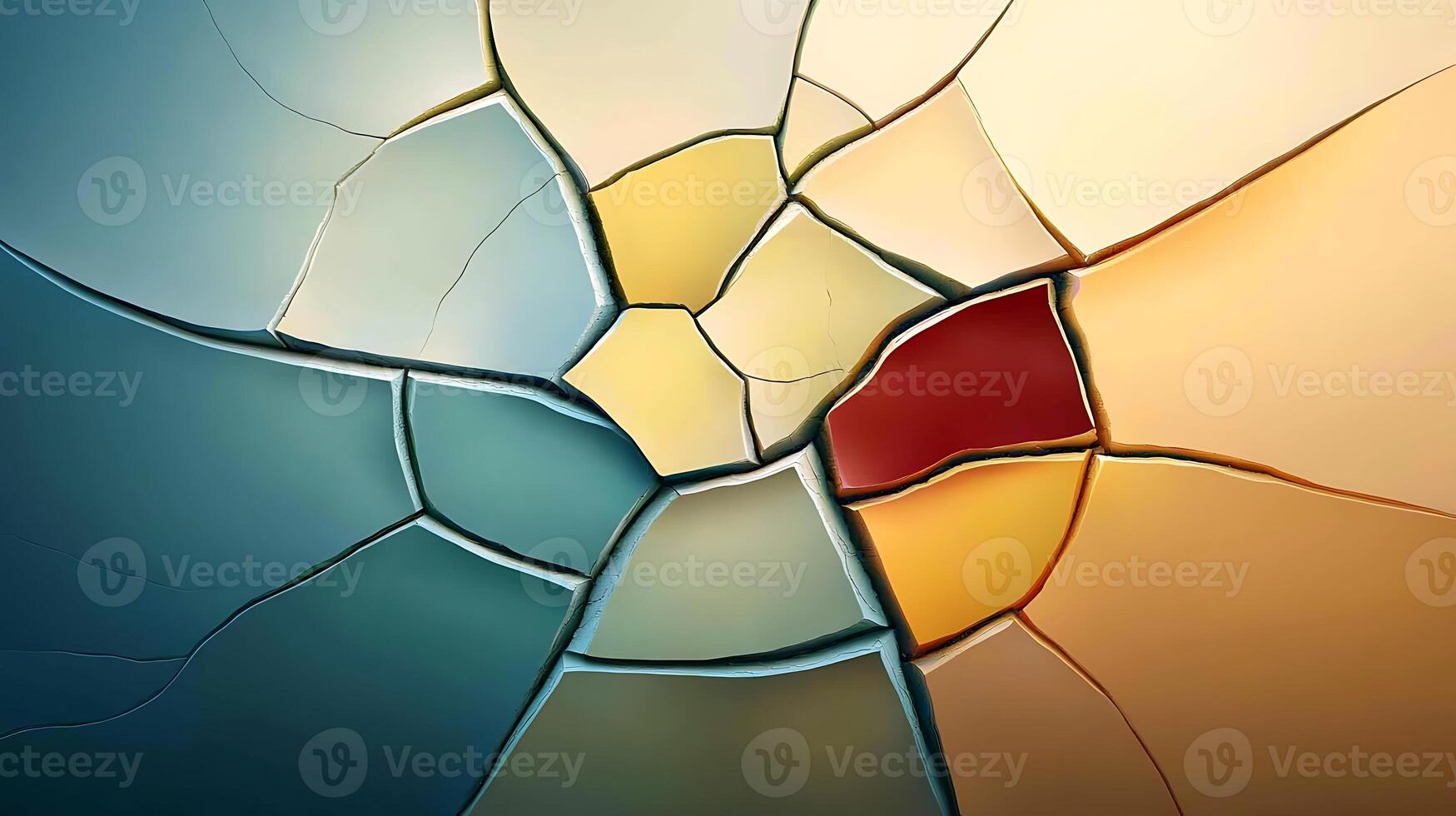 A broken glass wall with many different colors photo