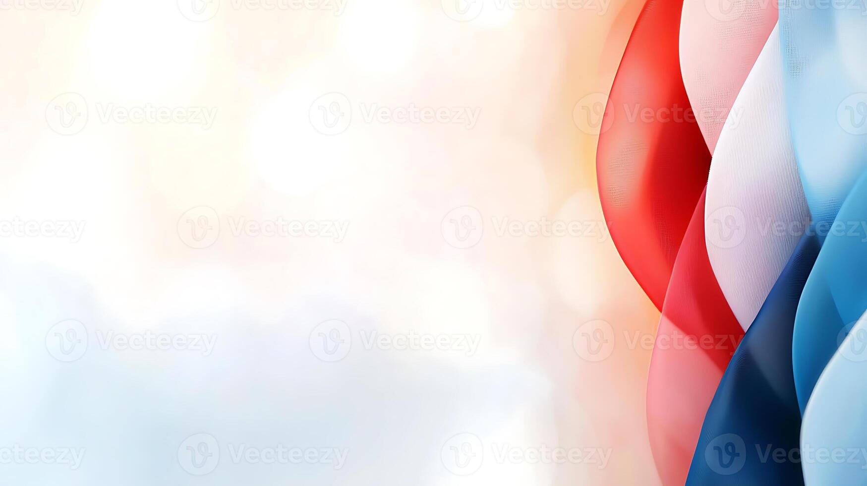 A red, white and blue flag with a white background photo