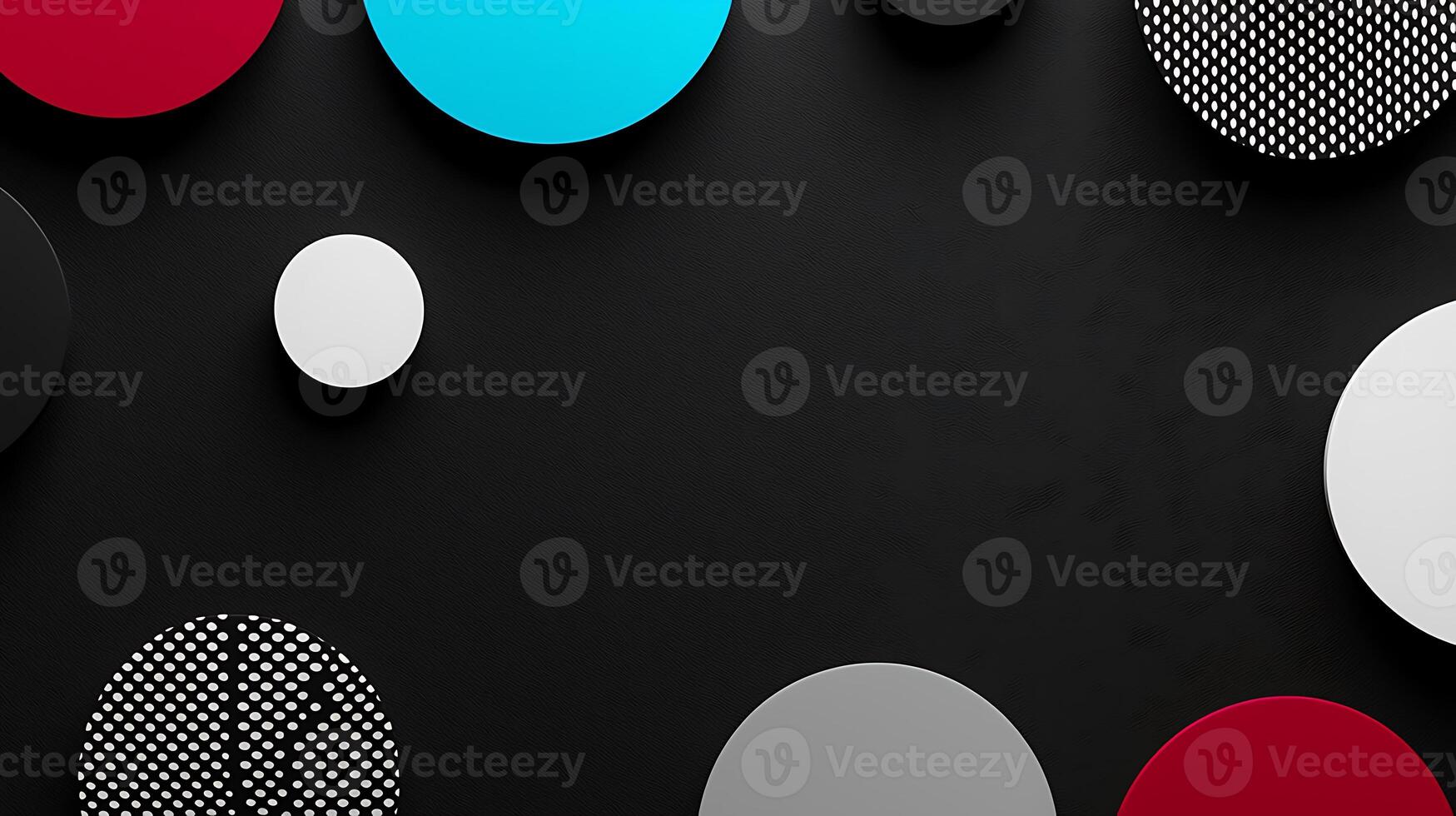 A black background with many different colored circles photo