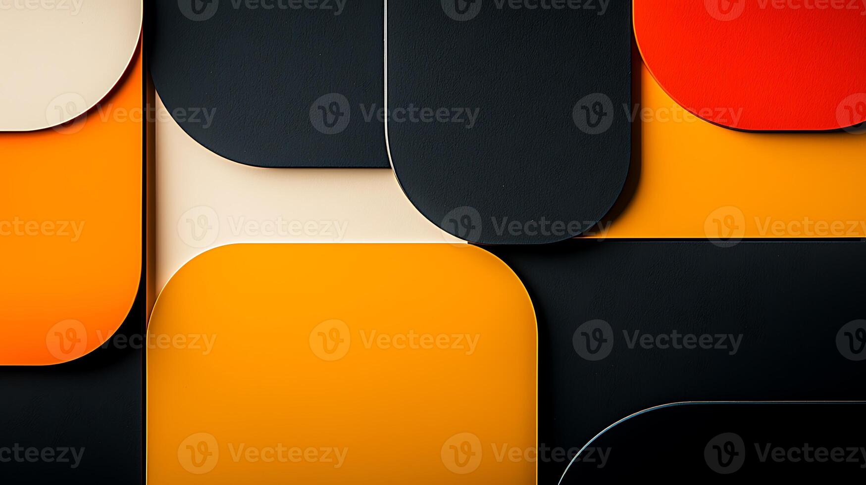 A colorful abstract design with black, orange and white shapes photo