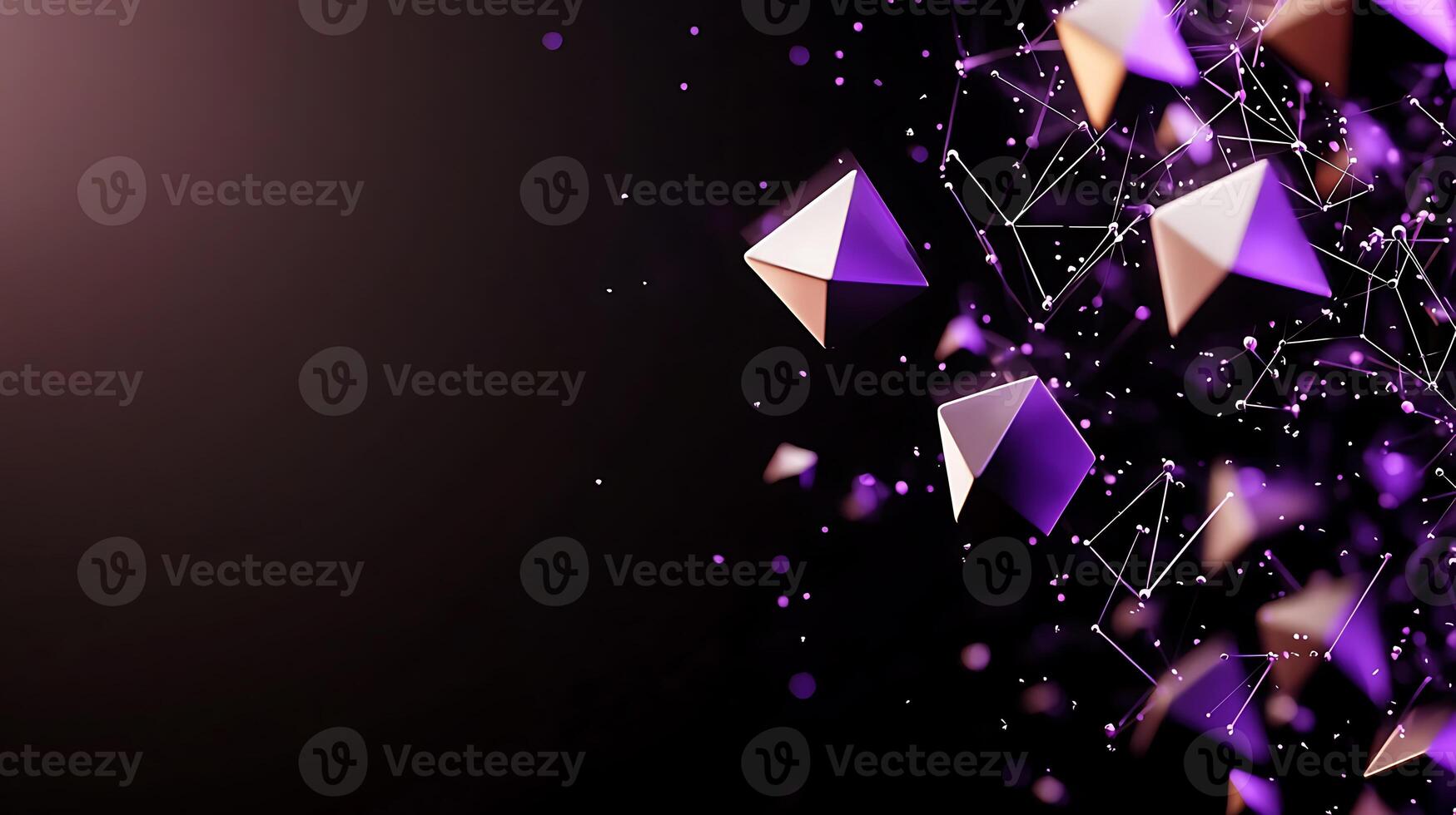 3d rendering of purple triangles on a black background photo