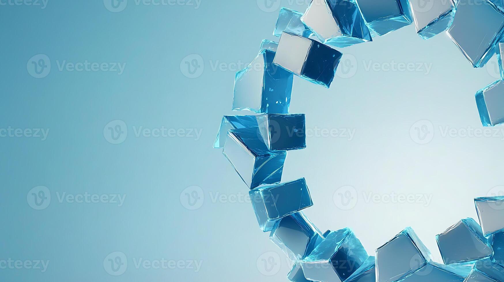 A blue circle made of glass pieces photo