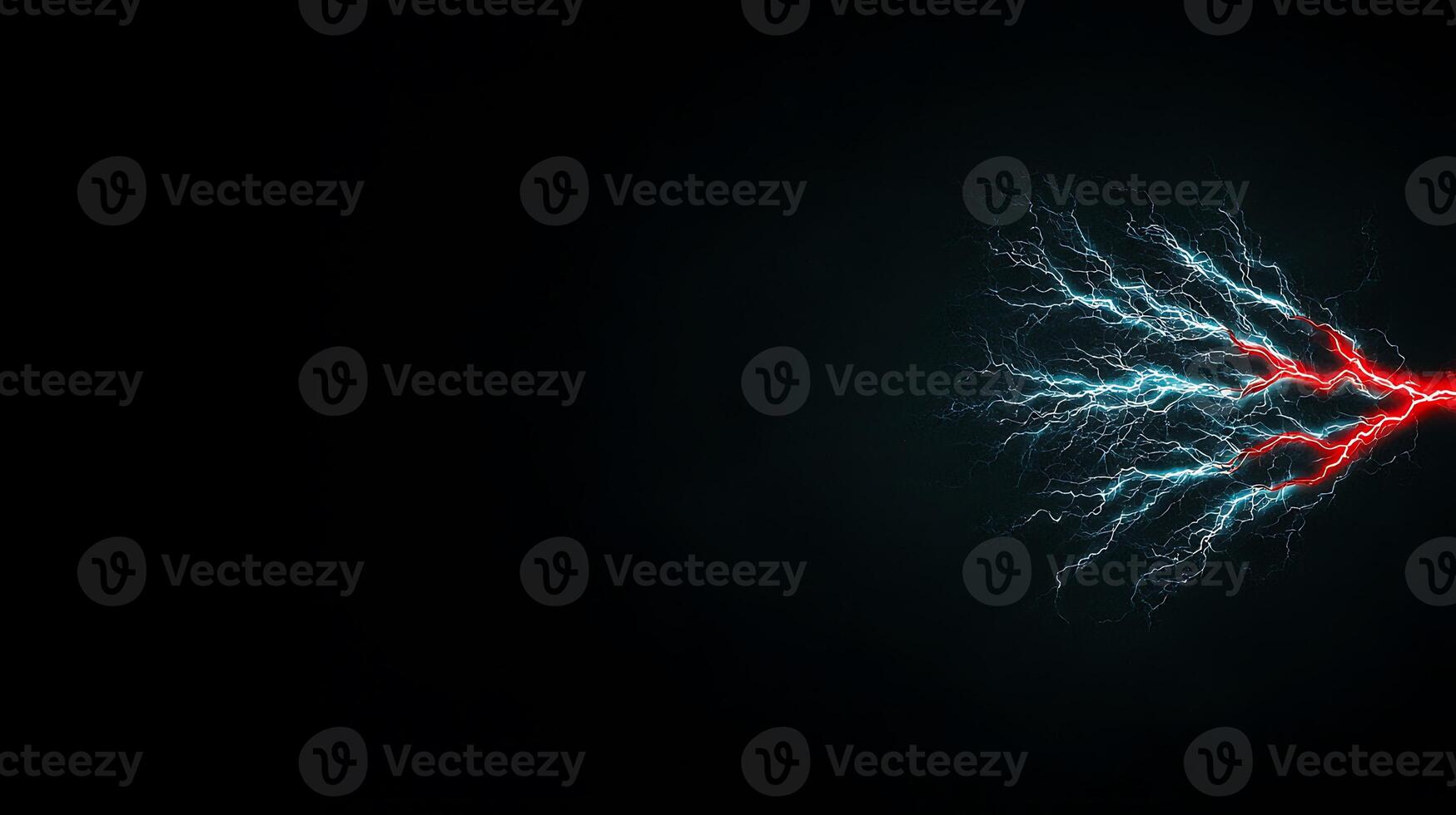 A red and blue lightning bolt on a black background photo