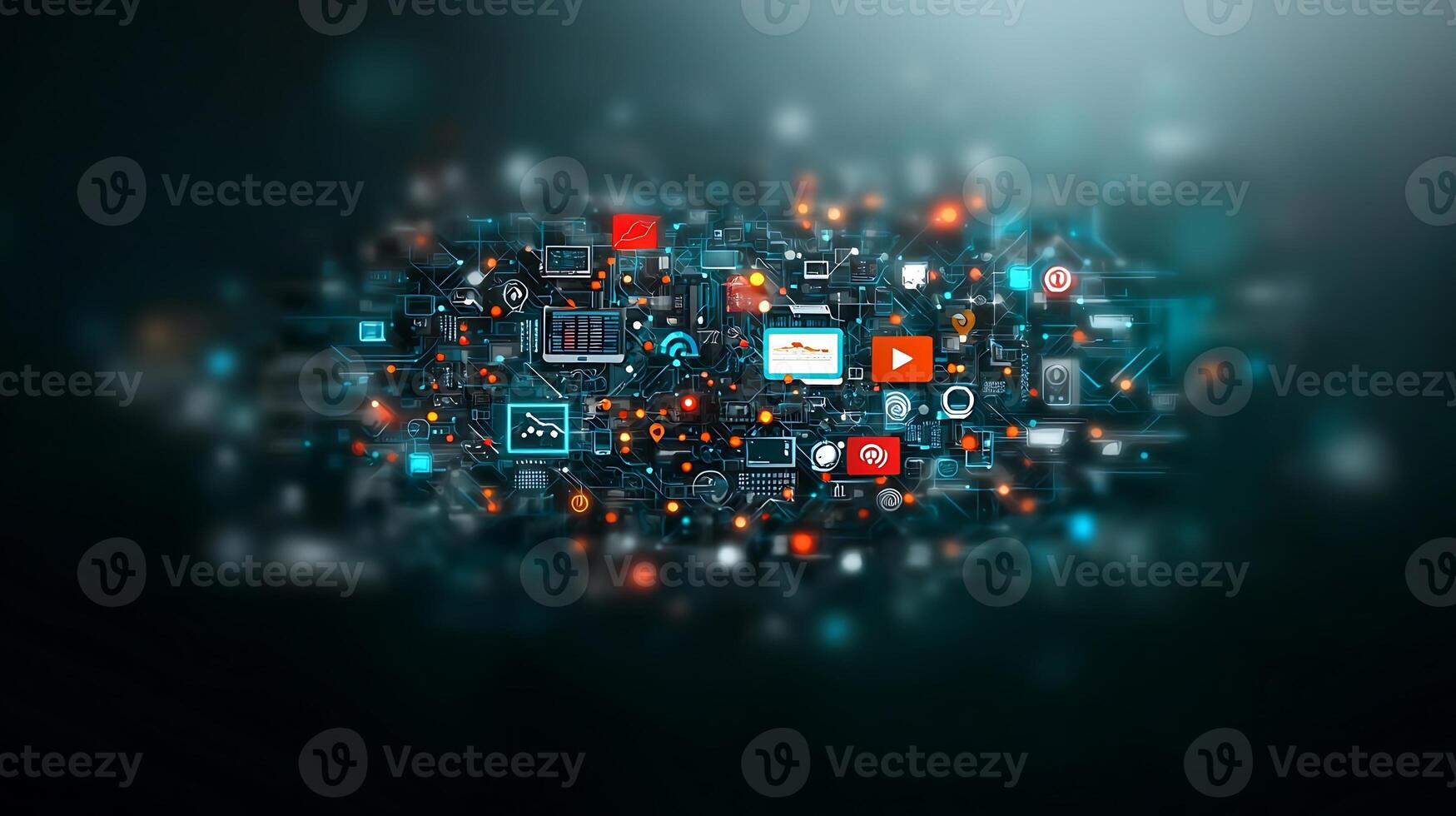 A digital background with many different types of technology photo