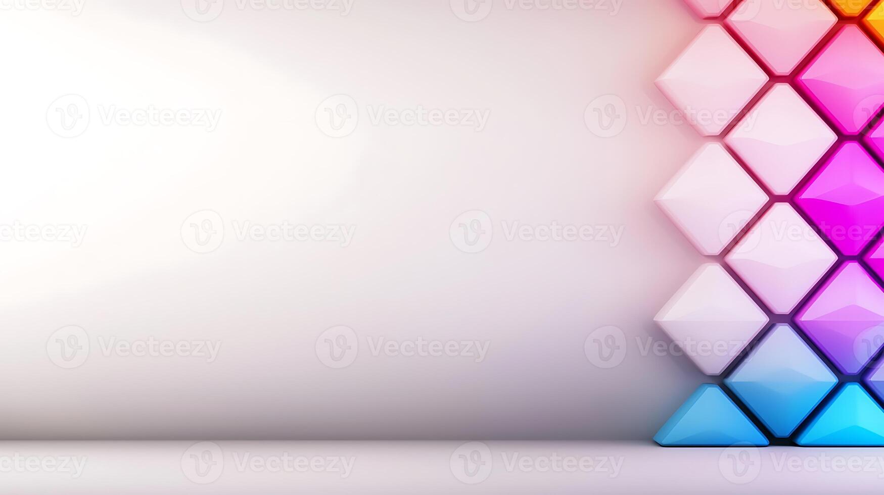 Colorful 3d geometric background with white wall photo