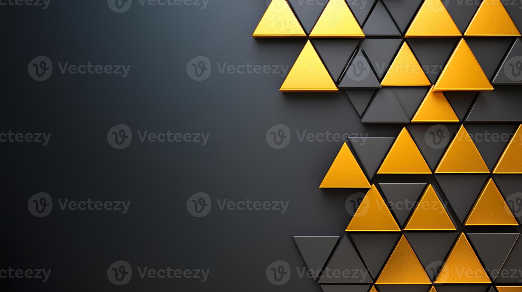 3d illustration of a black and gold background with triangles photo