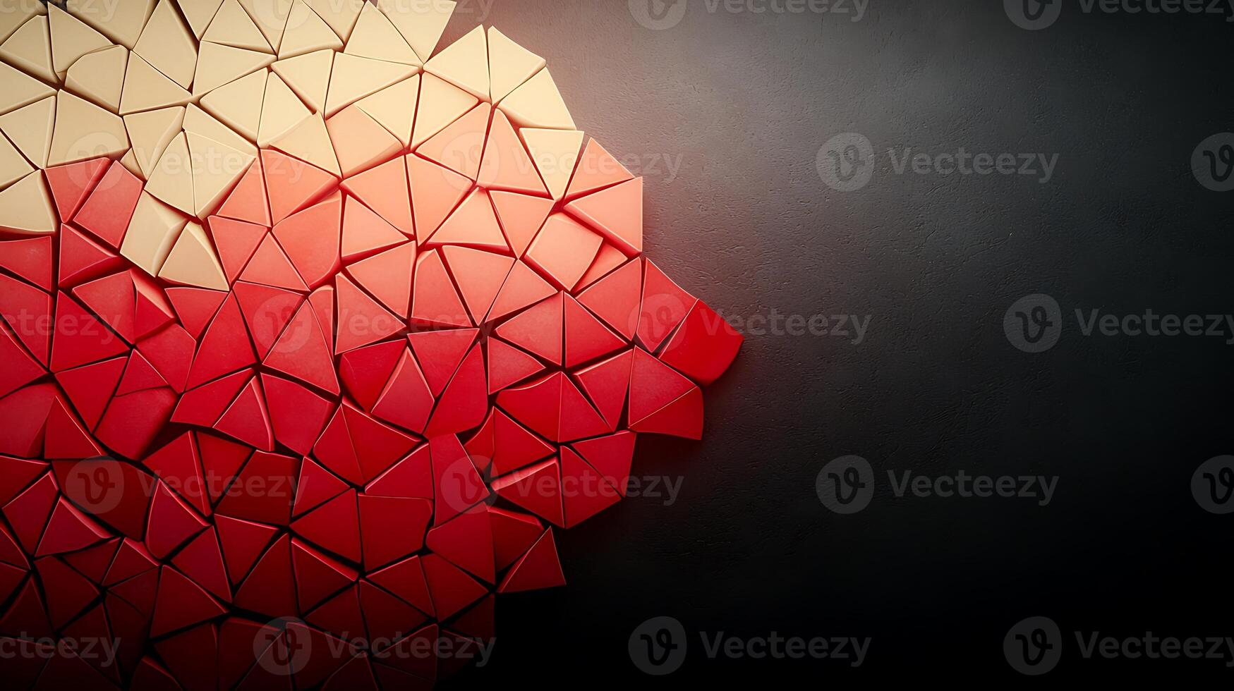 Abstract red and gold triangles on black background photo