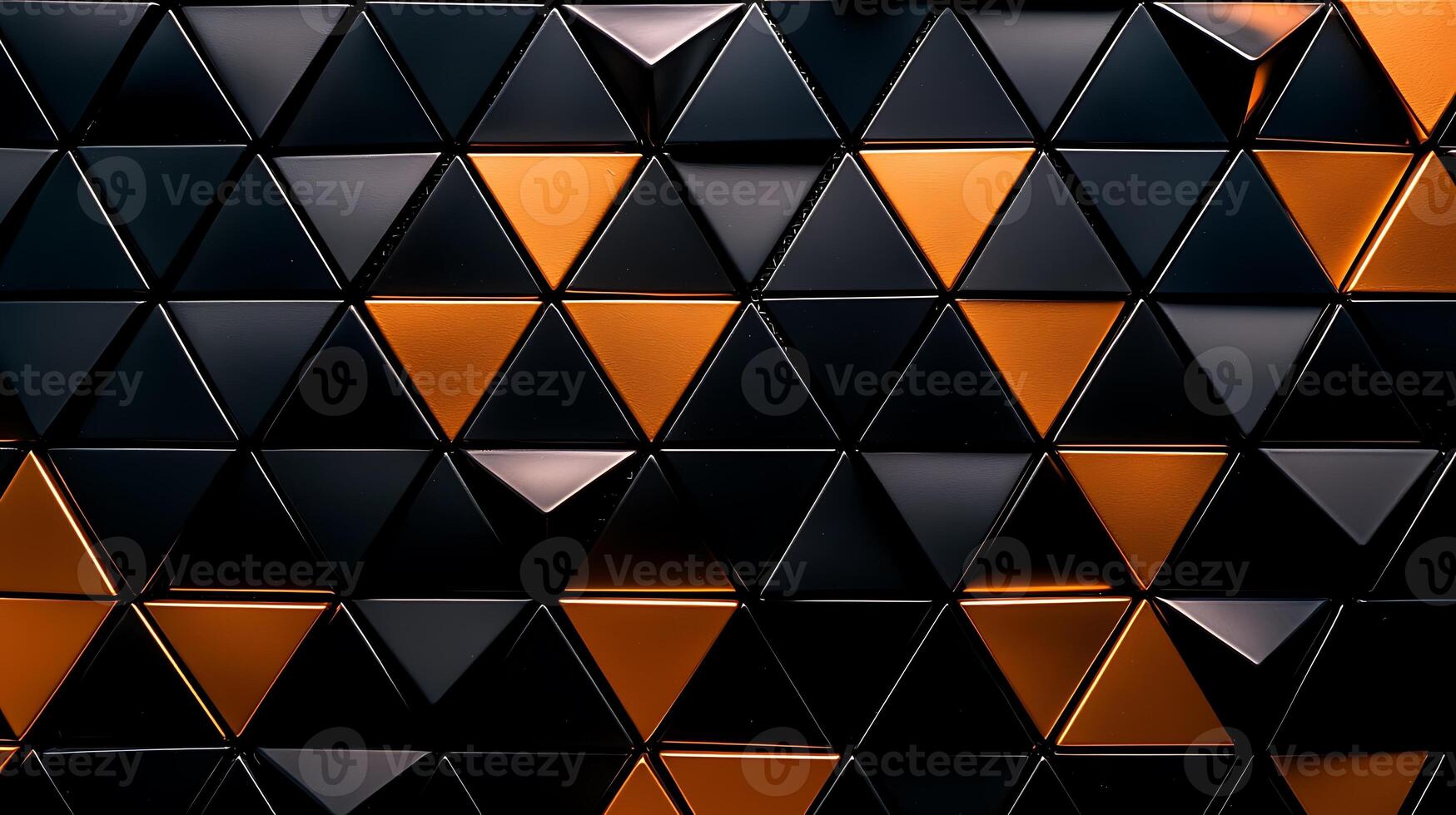 A black and orange geometric pattern on a wall photo