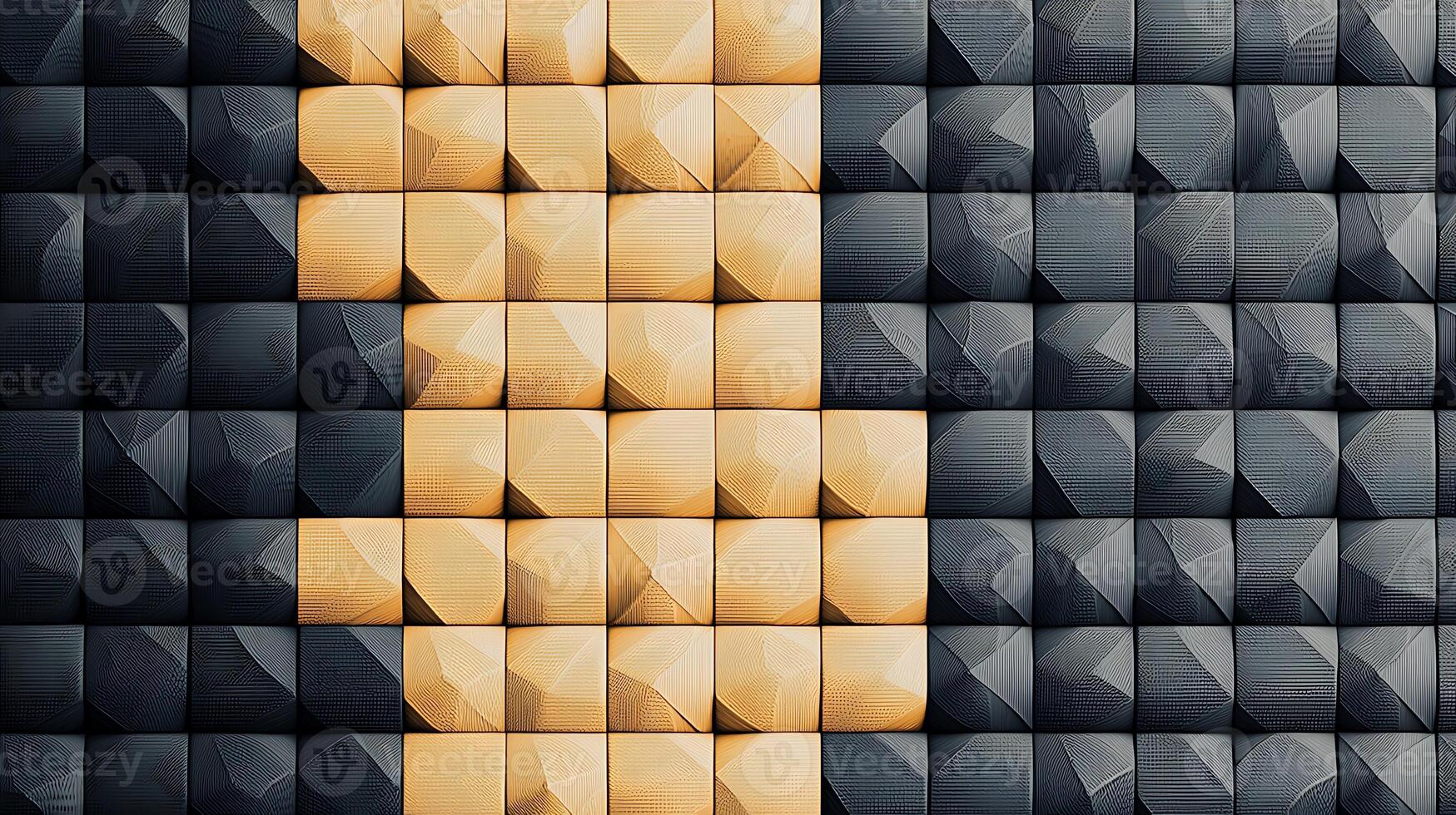 A black and gold wall with a geometric pattern photo