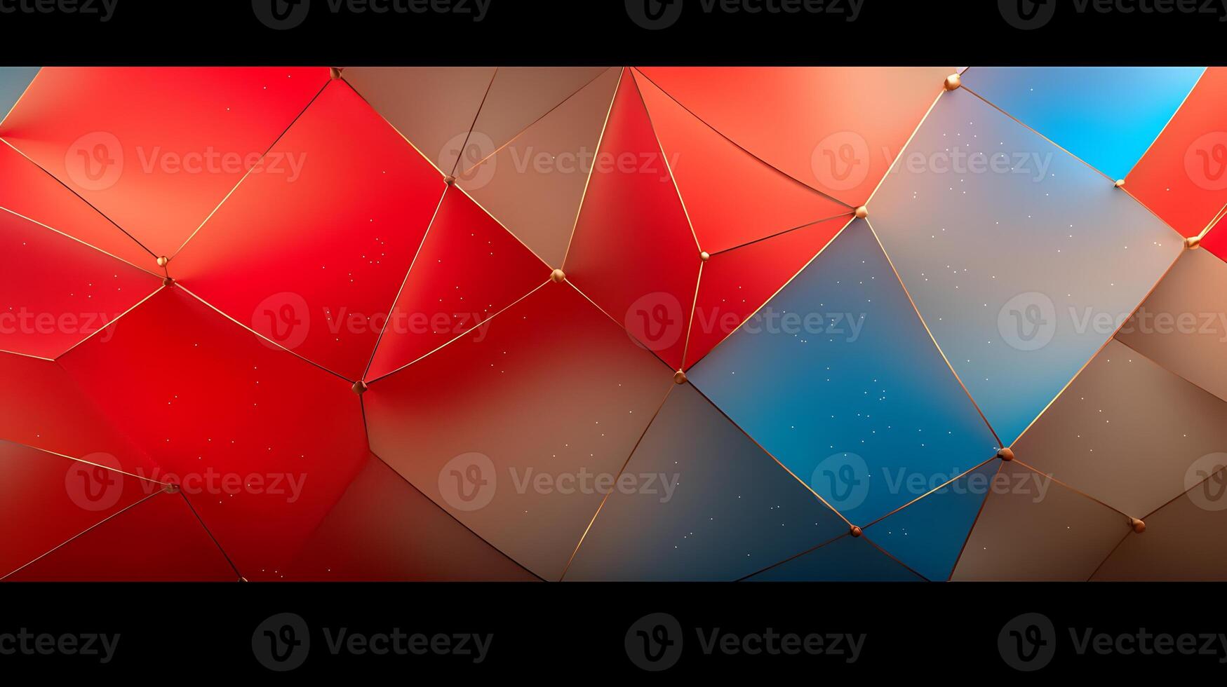 Abstract red, blue and gold geometric background photo