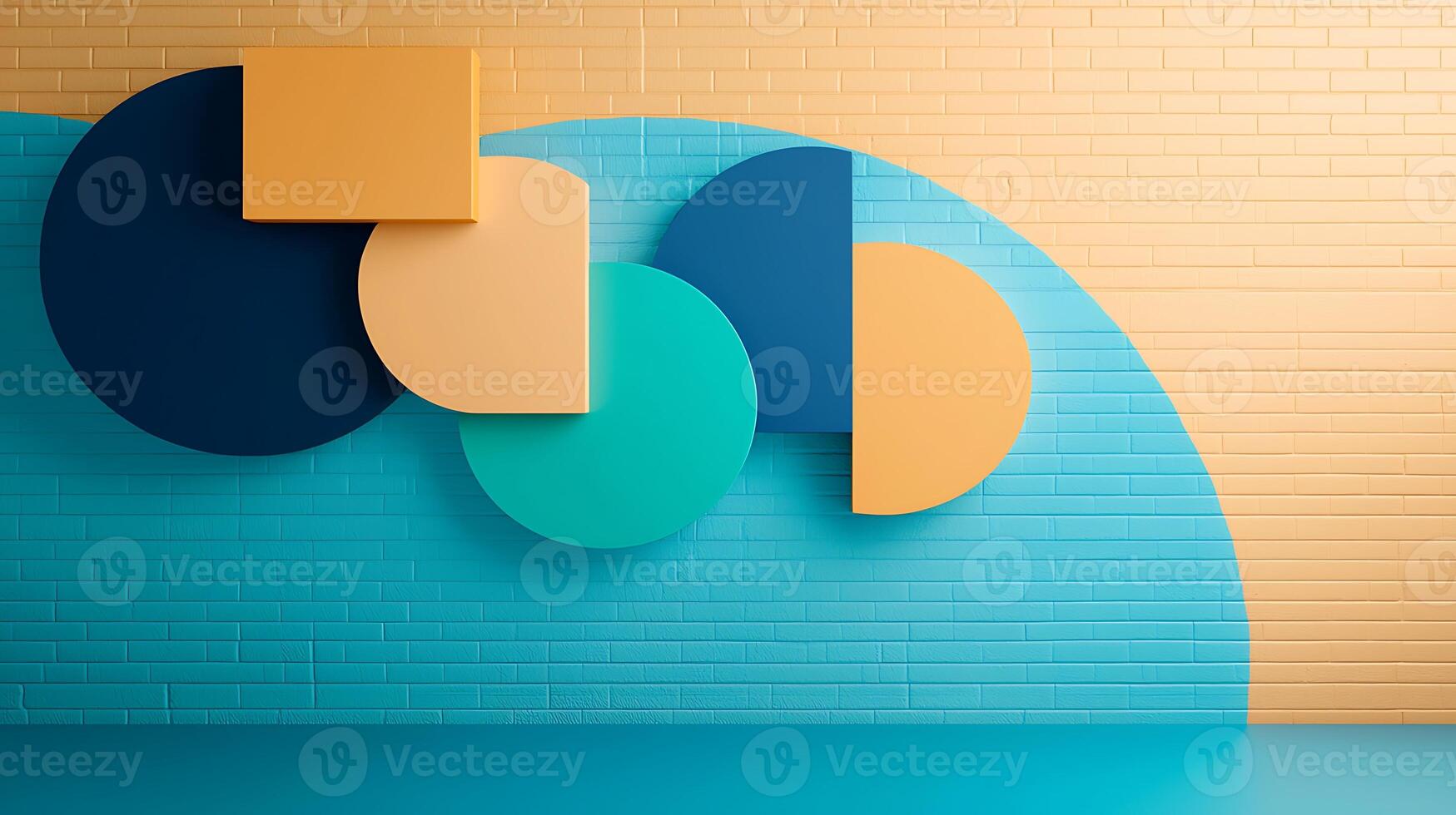 Colorful abstract background with 3d render of 3d shapes photo