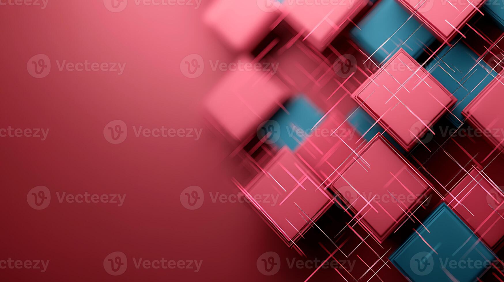 Abstract background with red and blue squares photo