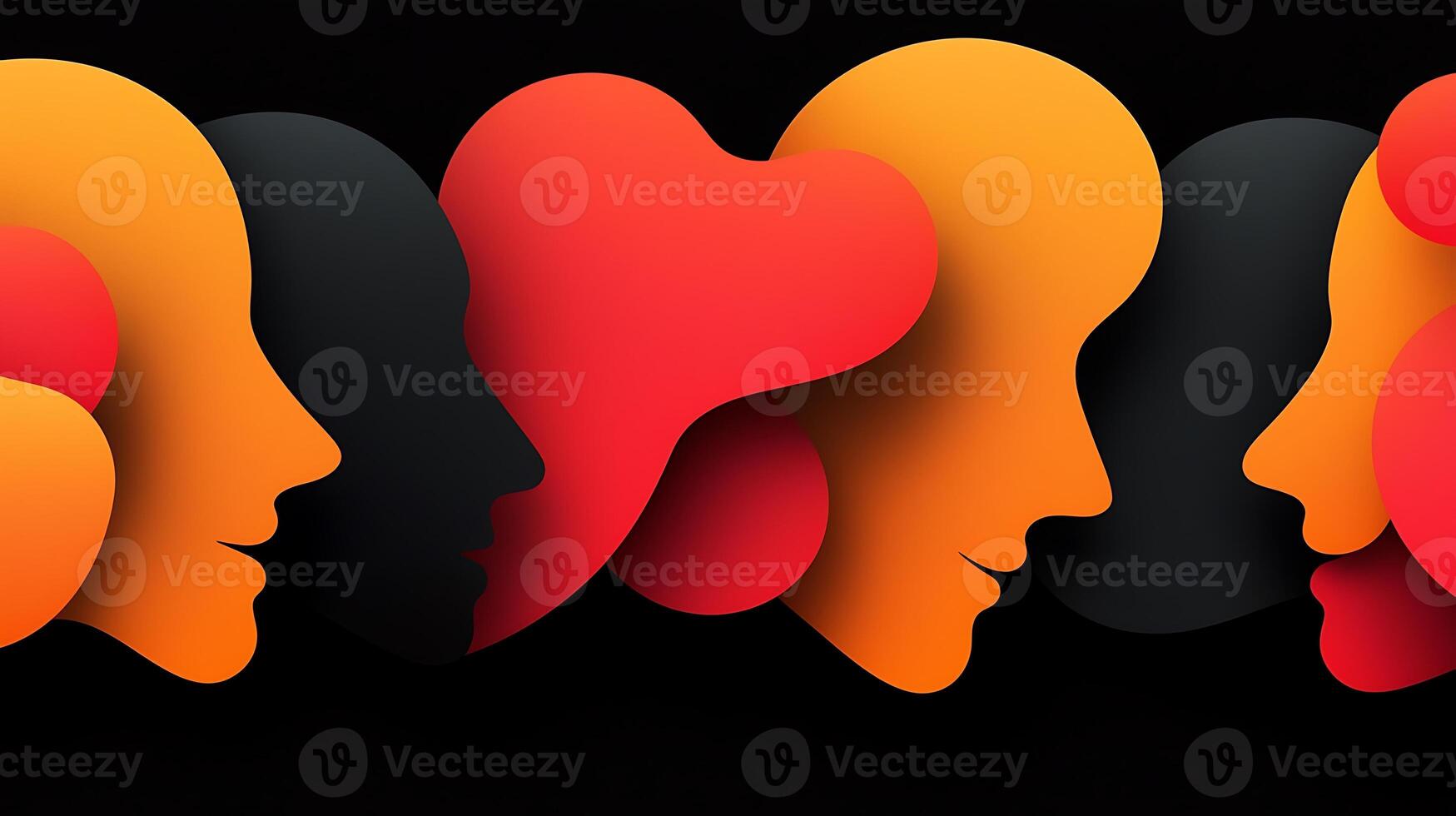 A group of people with different colored faces photo