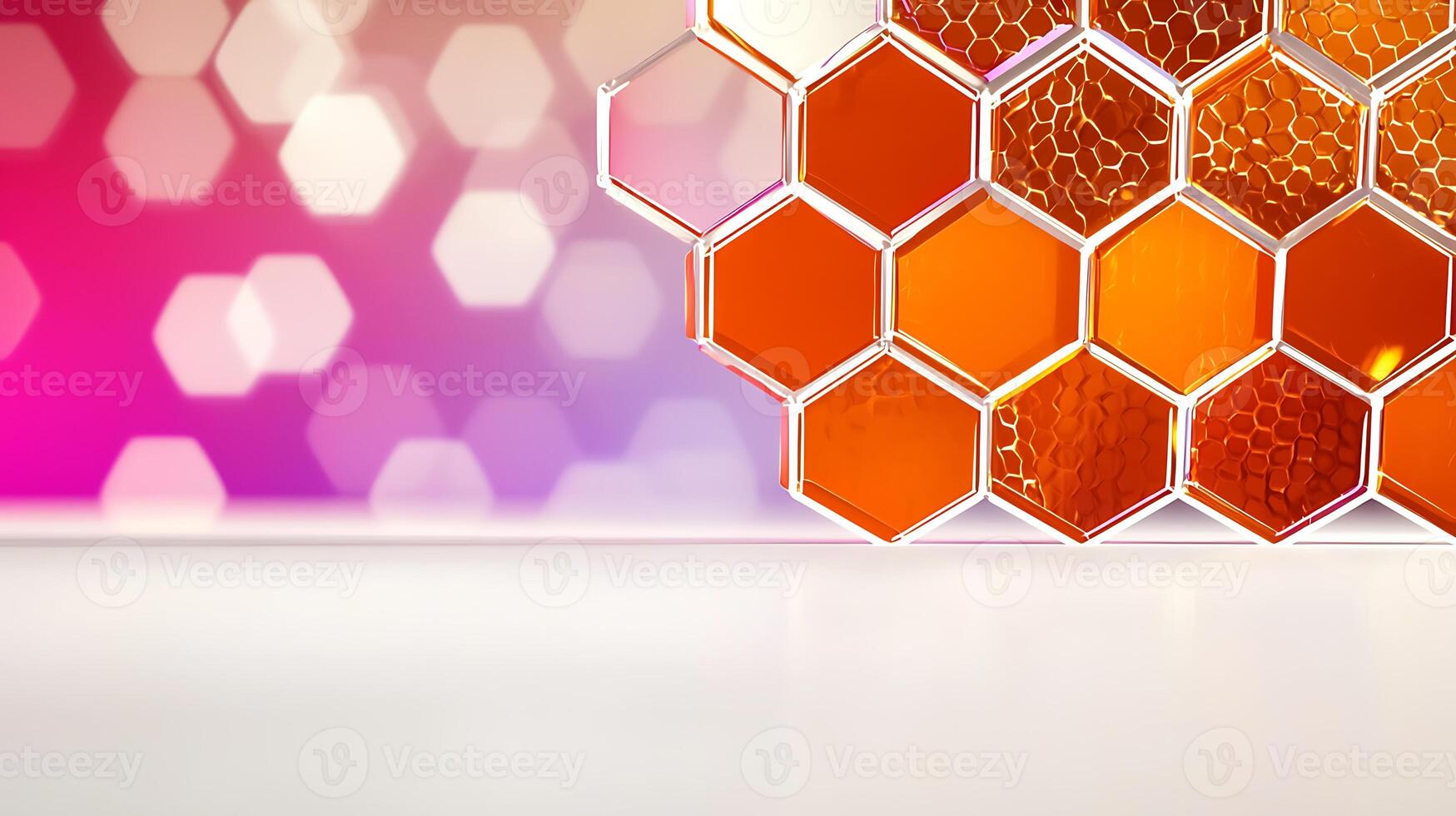 Abstract background with orange hexagonal shapes photo