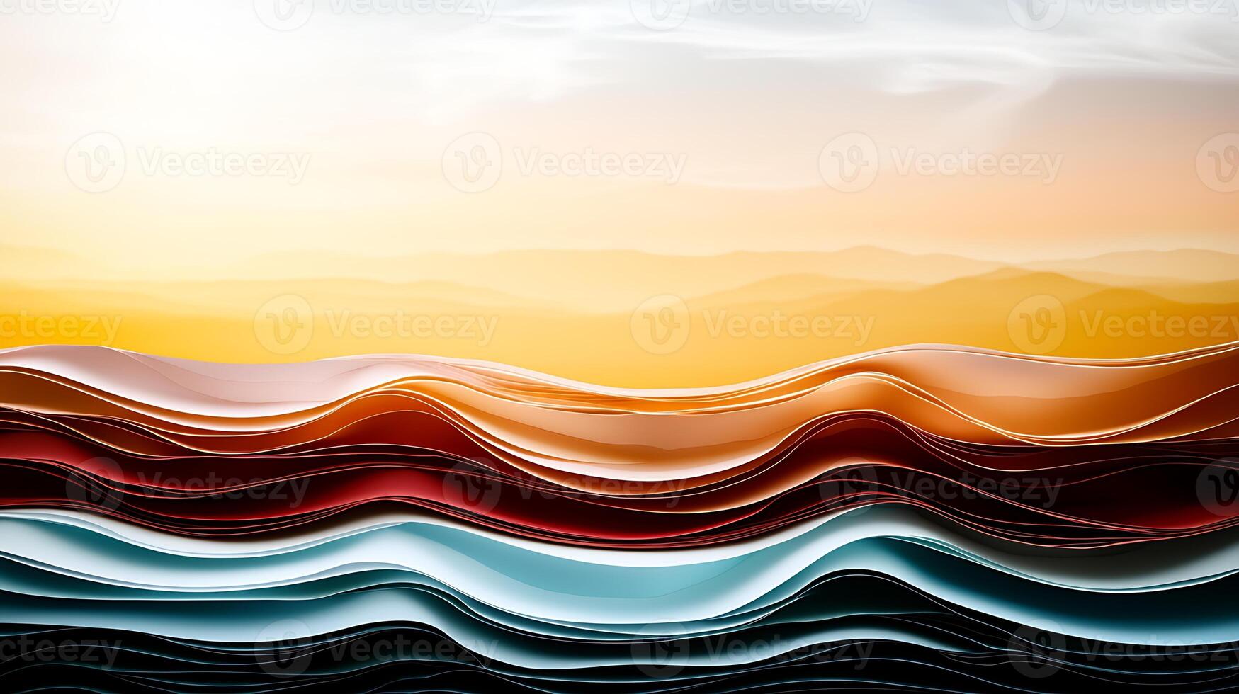 Abstract background with waves and mountains photo