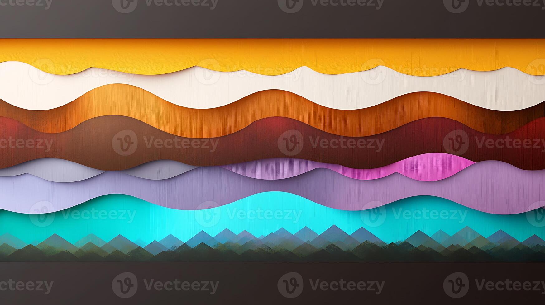 A colorful abstract background with mountains and waves photo