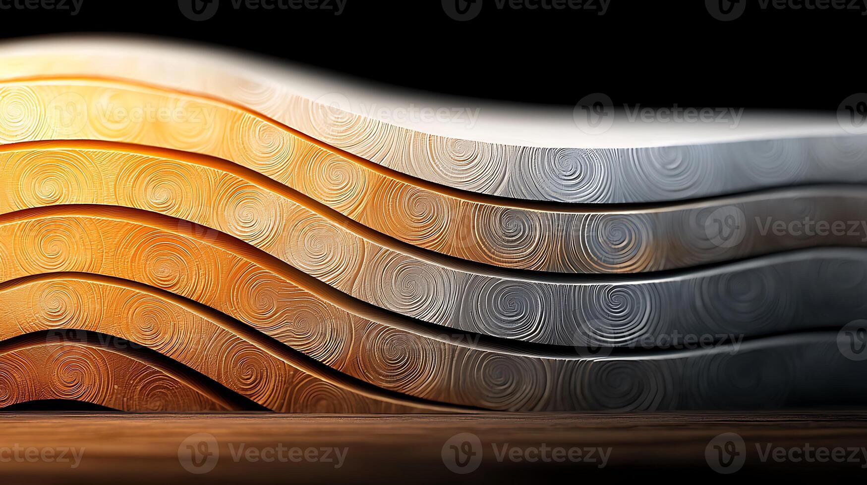 A stack of wooden wavy pieces on a table photo