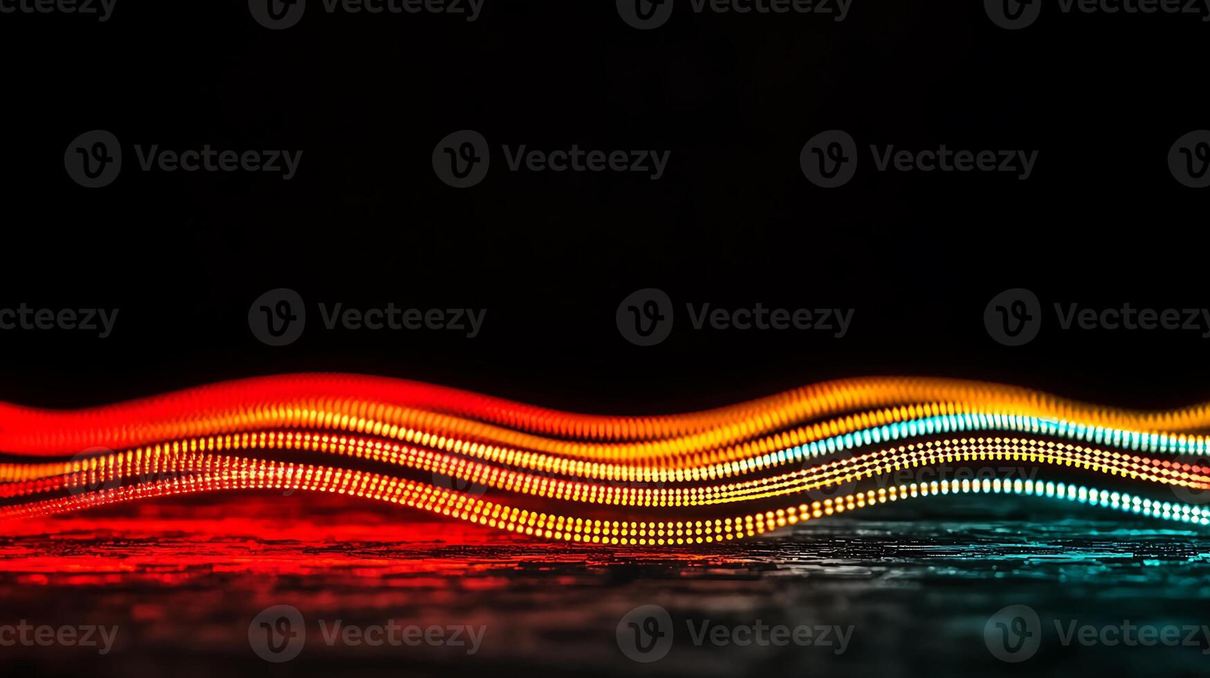 Colorful waves of light on a black background photo