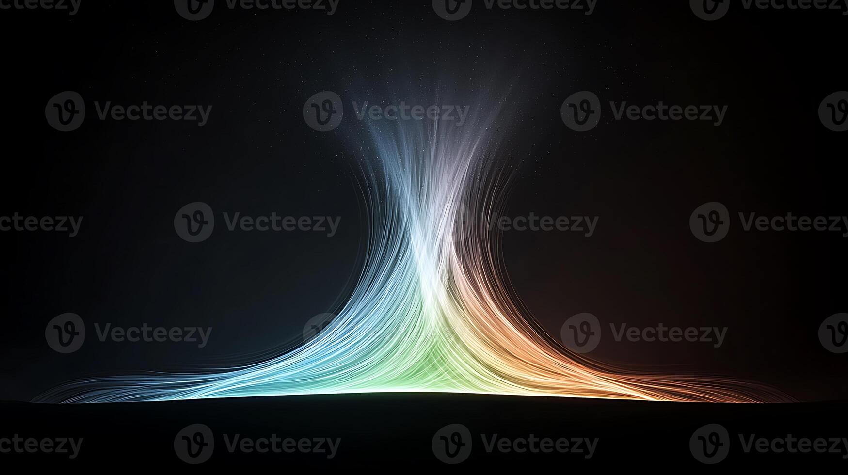 Abstract light trail on black background photo