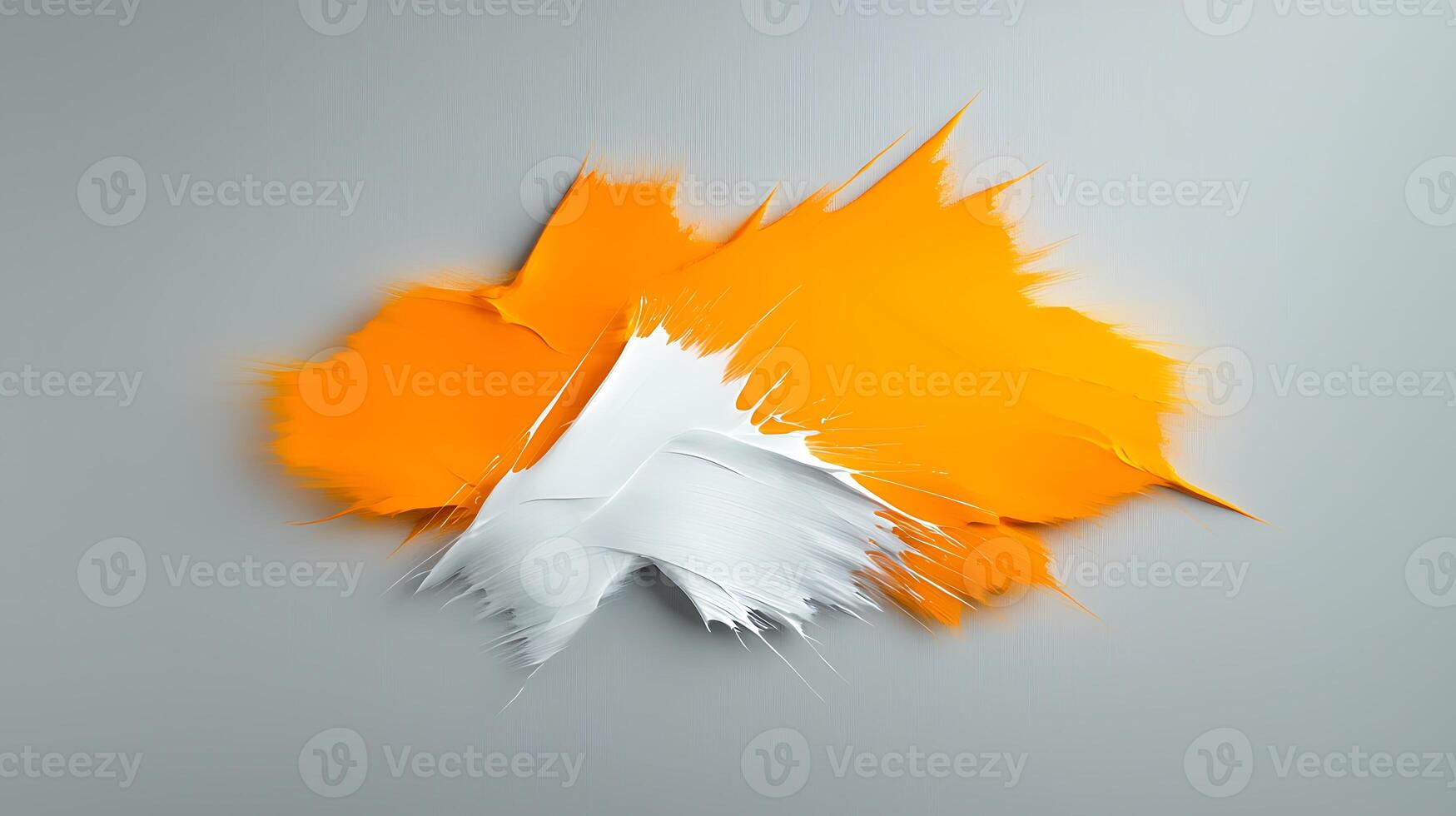 Abstract orange and white paint splatter on gray background photo