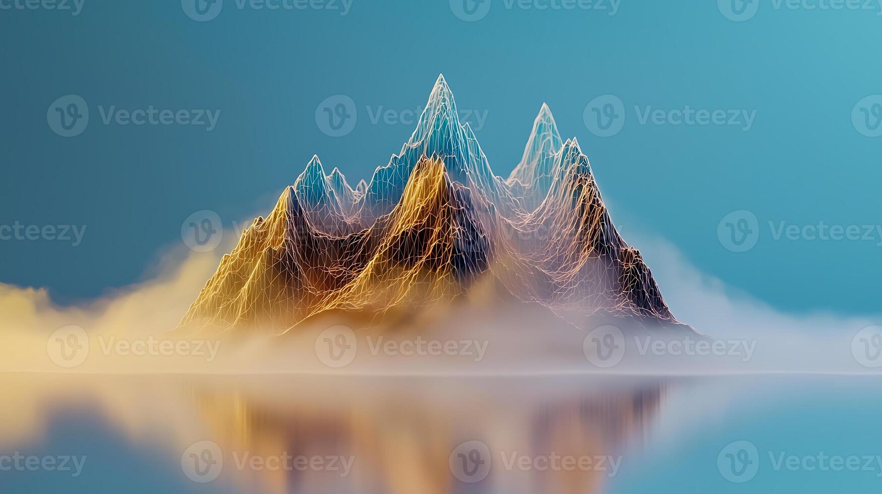 A mountain is shown in the sky with clouds photo