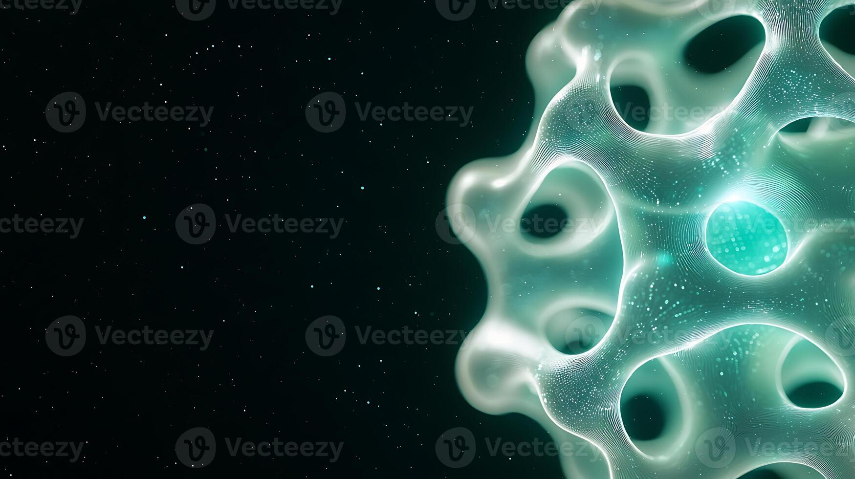 A green and white cell with a hole in it photo