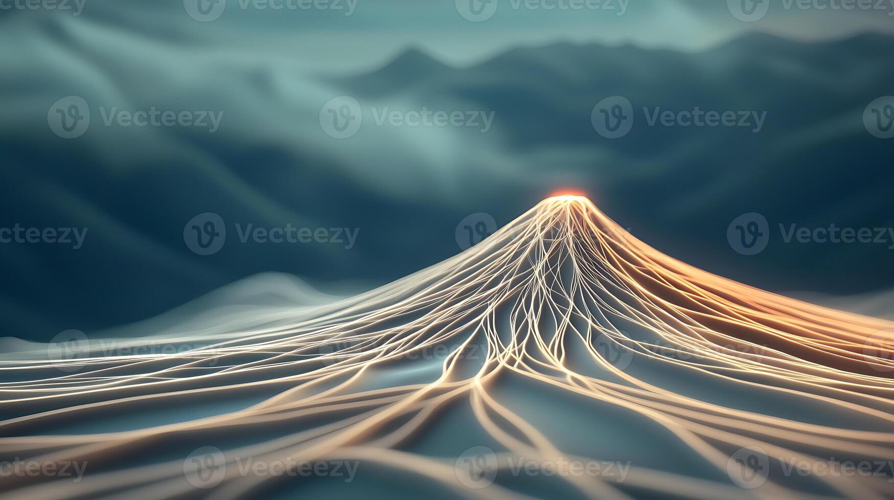An abstract image of a mountain with a light coming from it photo