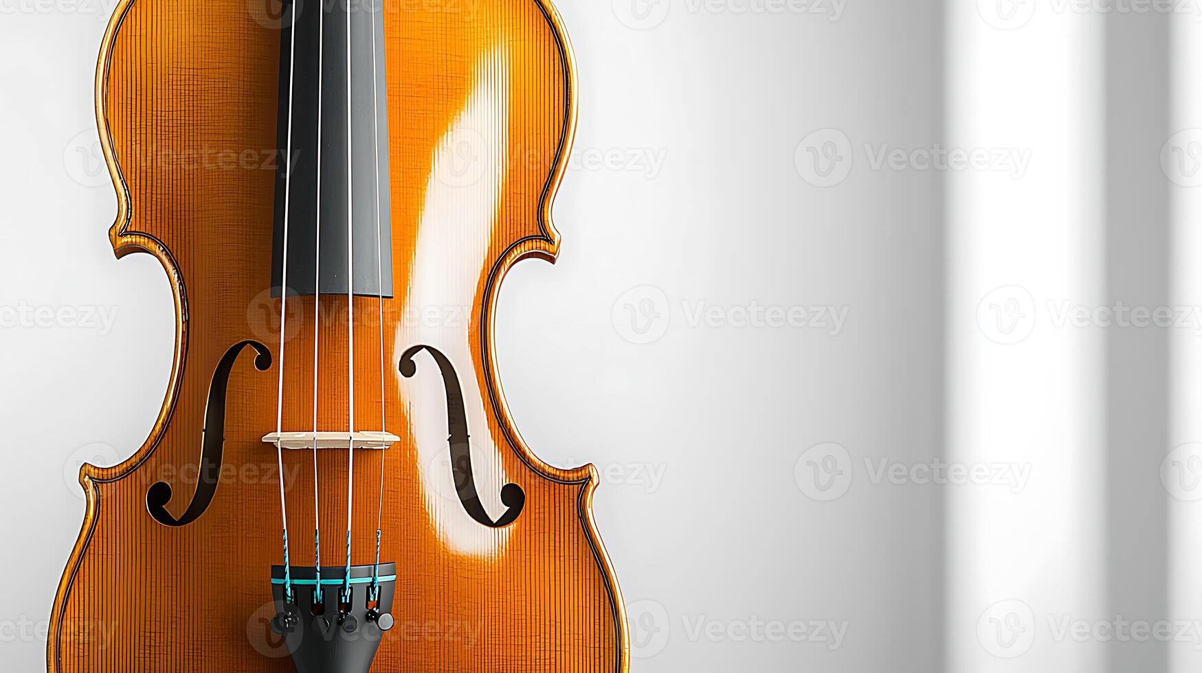 A violin is shown in a white room photo