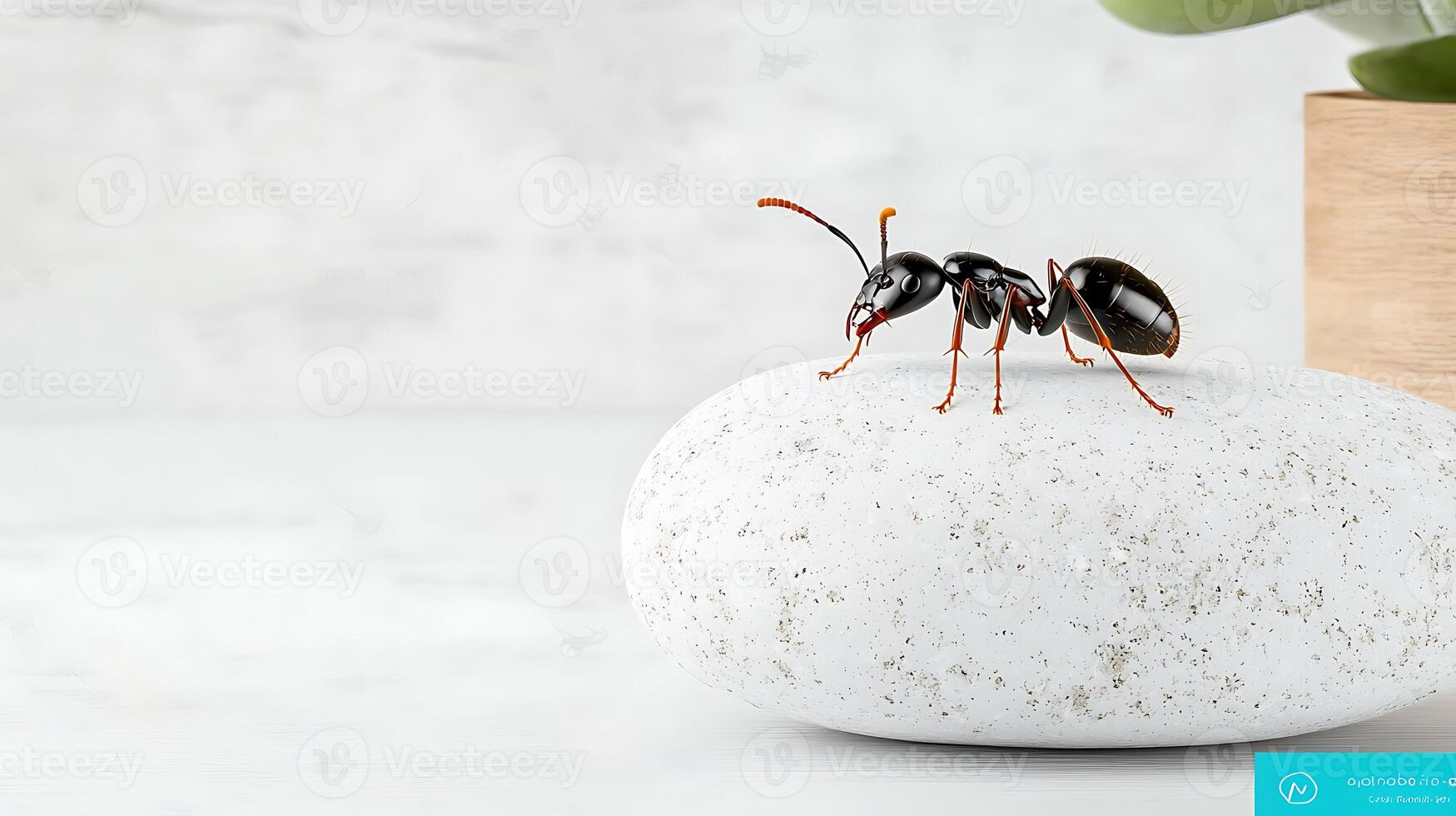A small ant on top of a white rock photo