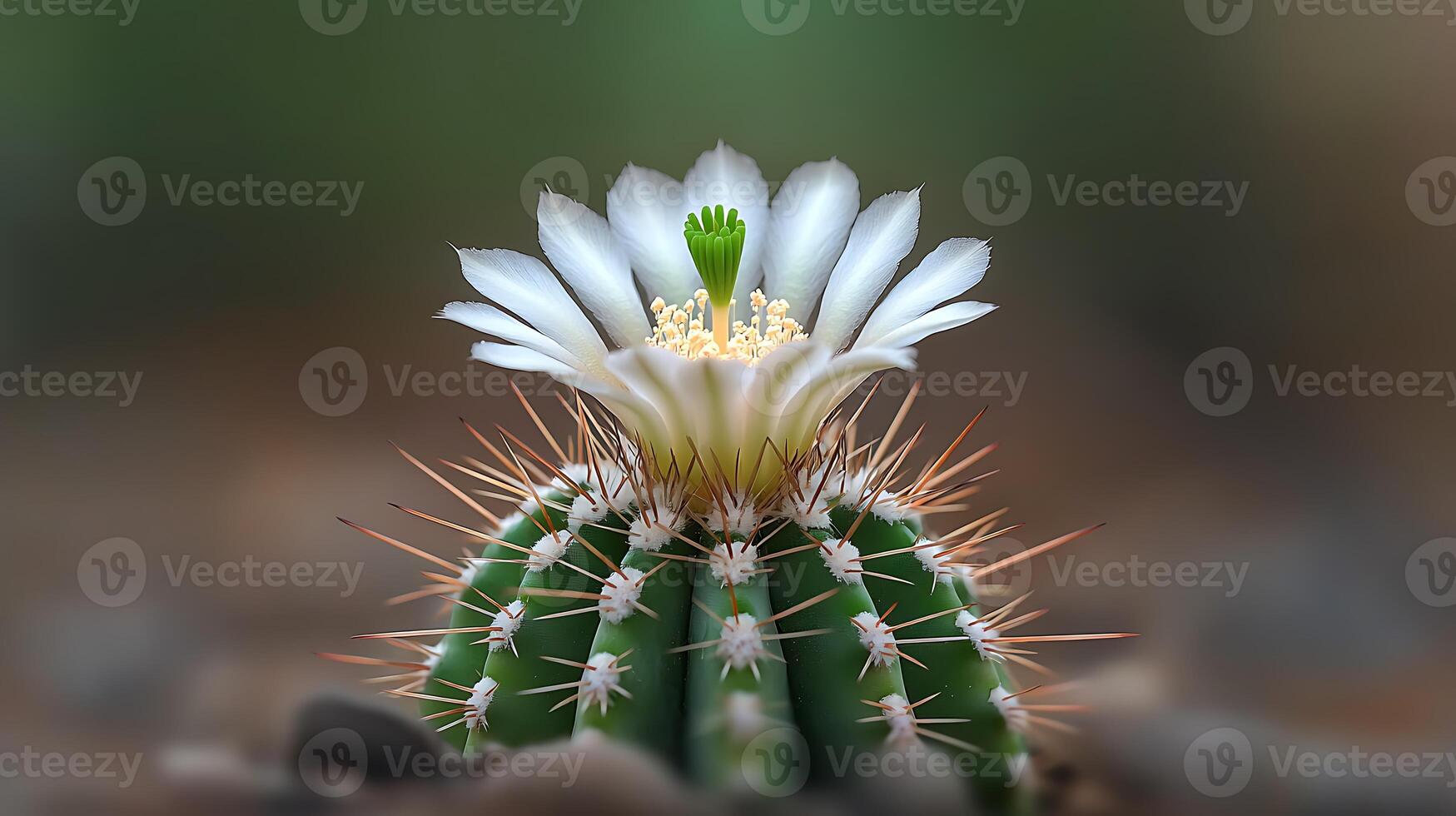A cactus flower blooming in the desert photo
