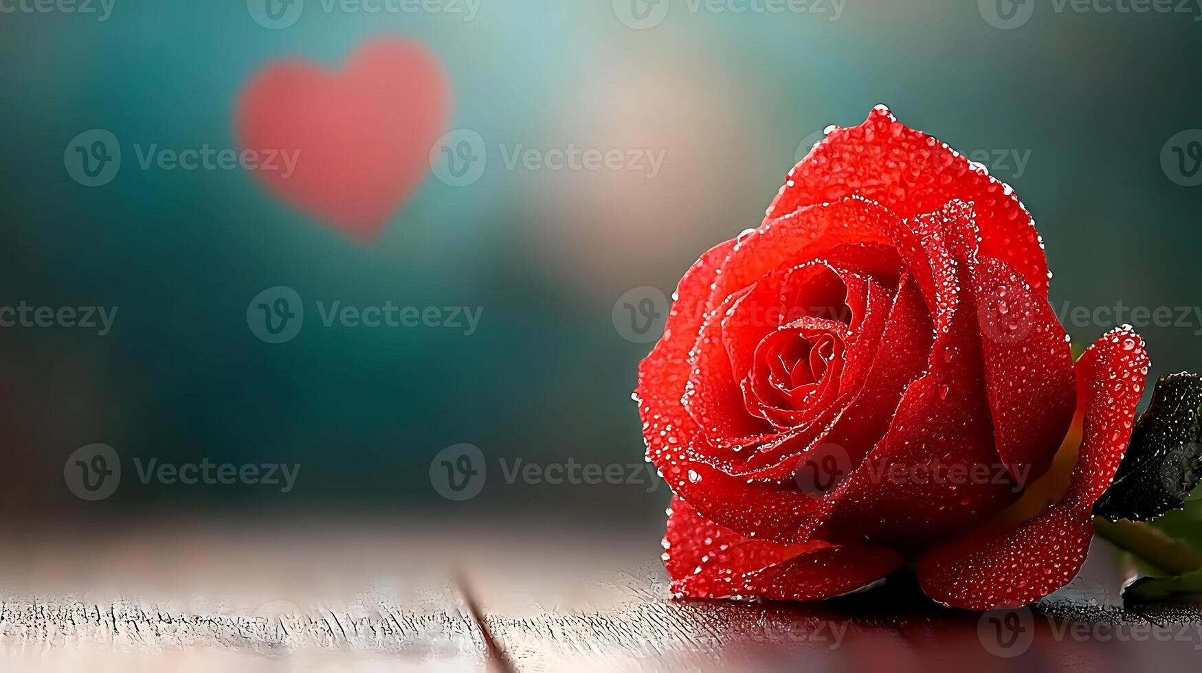 A red rose with water droplets on it photo