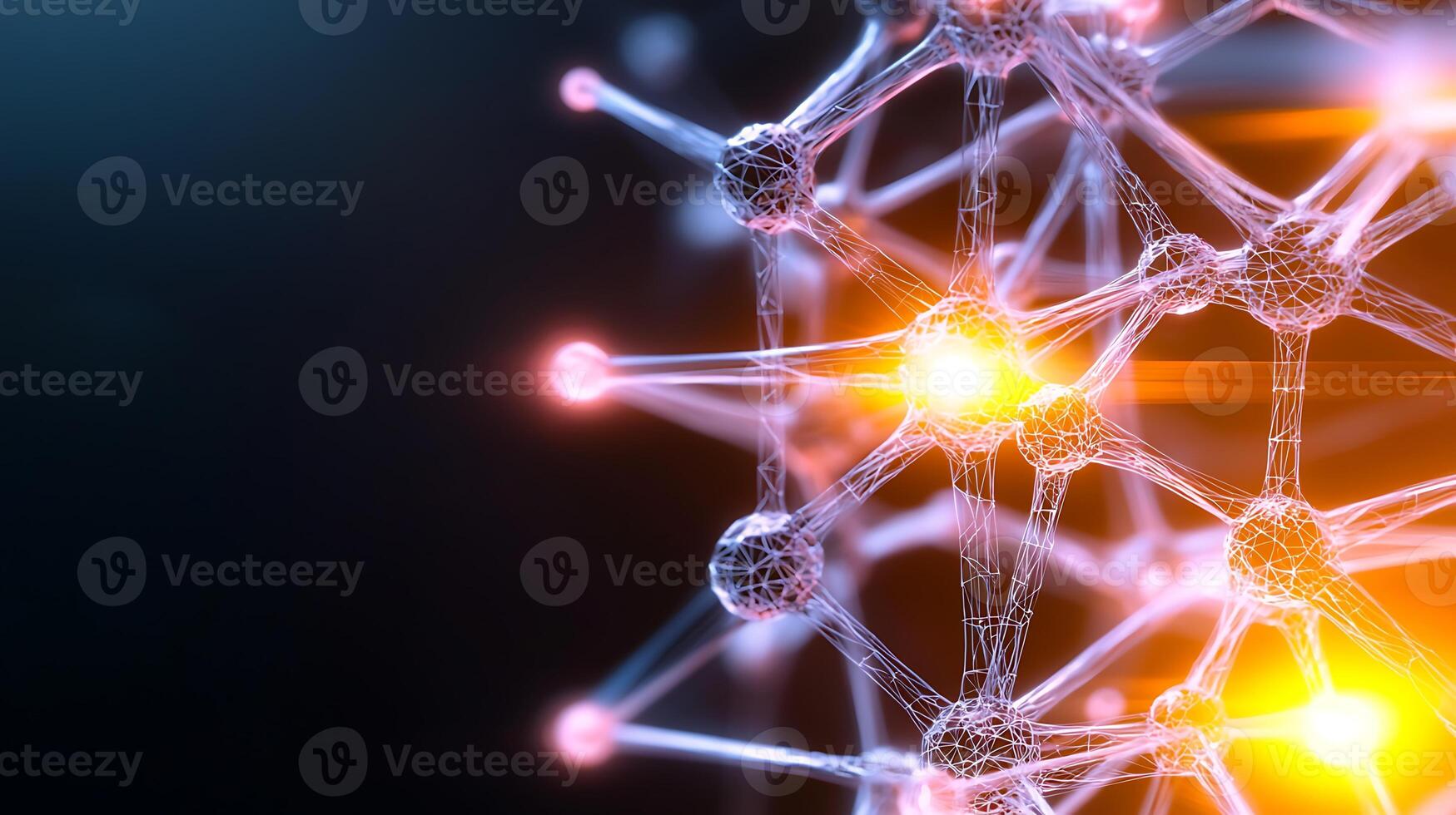3d rendering of a network of molecules photo