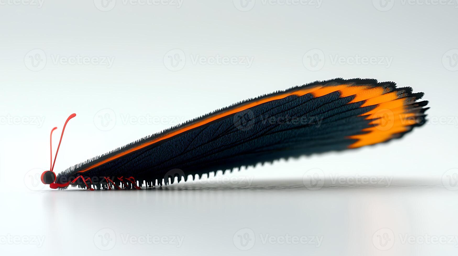 Close-up of a vibrant butterfly with orange and black wings resting on a smooth surface photo