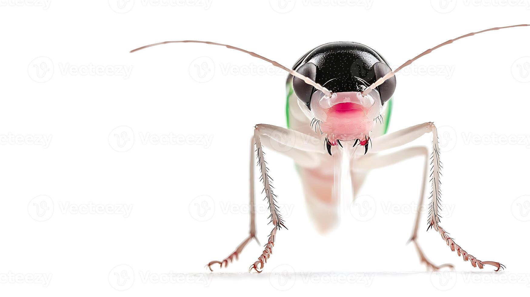 A close up of a bug with a red nose photo