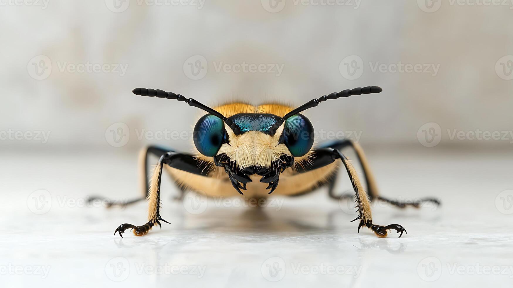 A close up of a bug with blue eyes photo