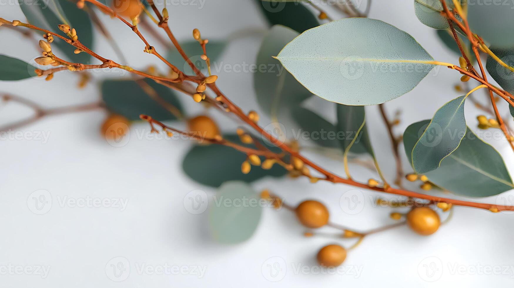 A branch with leaves and berries on it photo