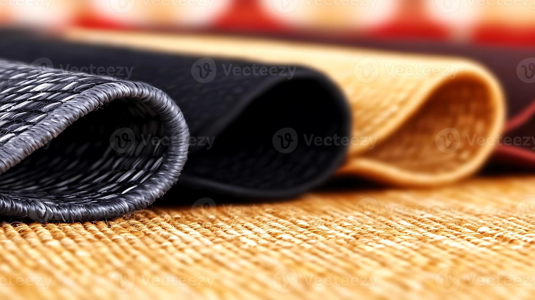 A close up of several different colored fabric photo