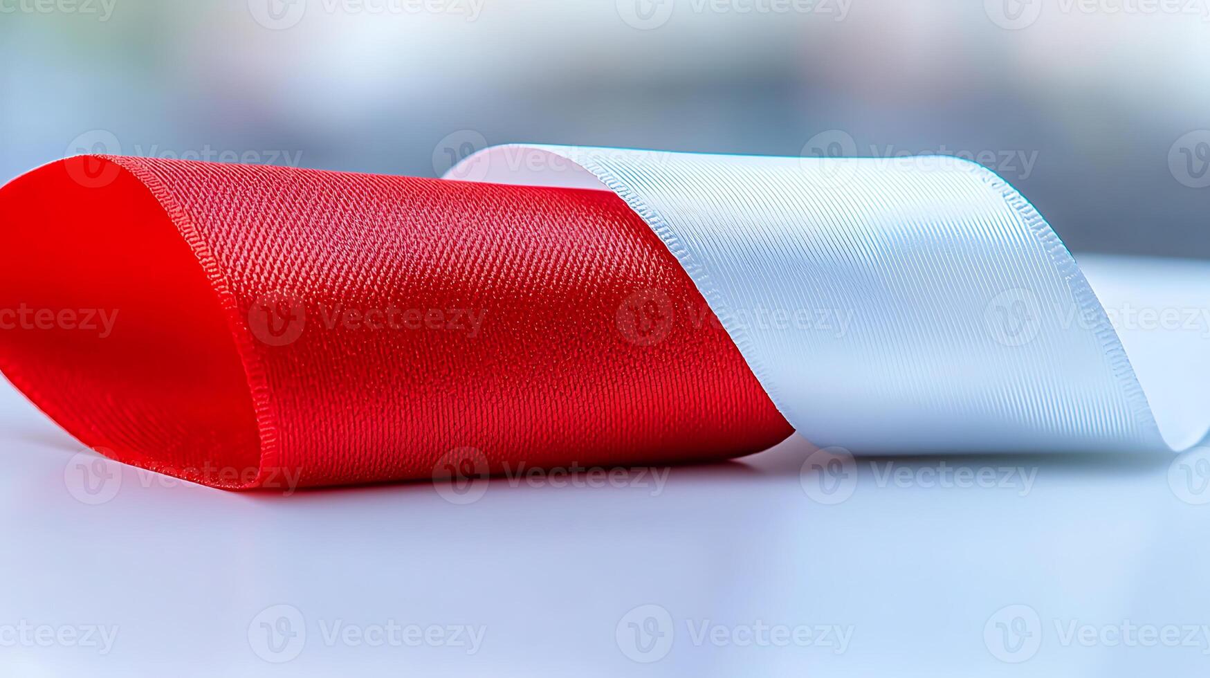 A red and white ribbon photo