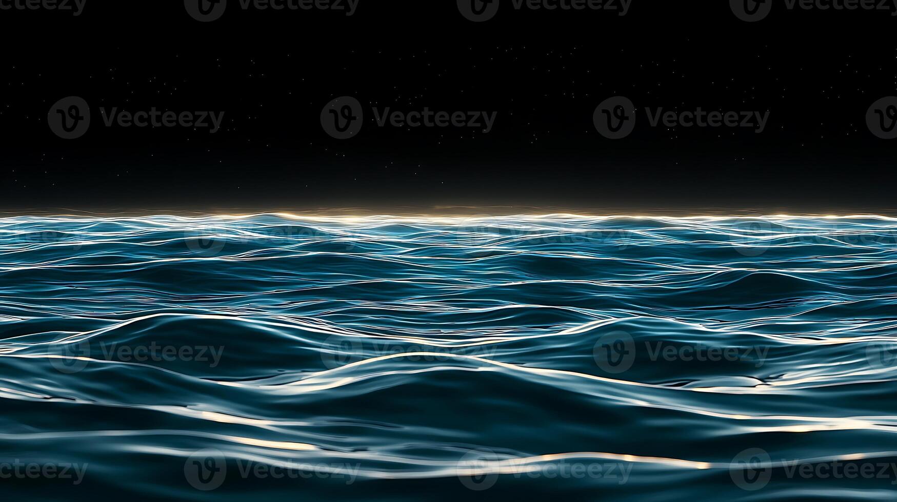 A dark ocean with waves and light photo