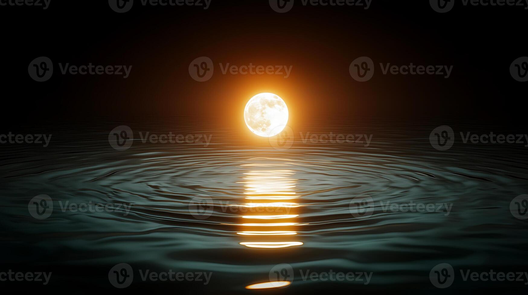 A full moon is reflected in the water photo