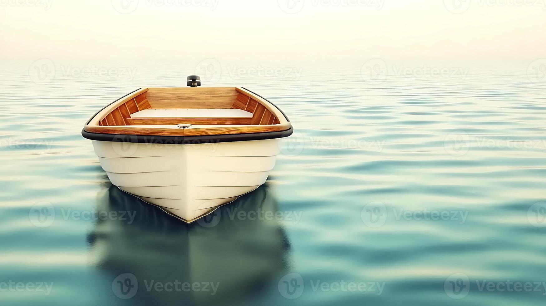 A small boat floating in the ocean photo
