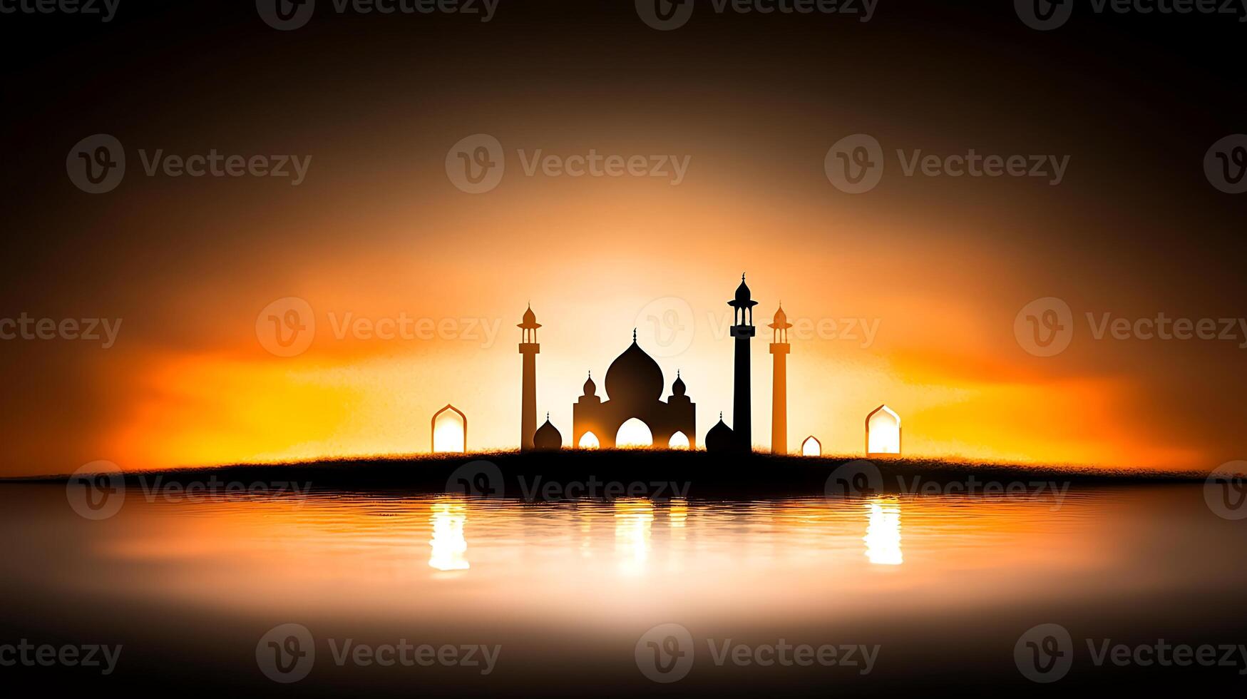Islamic architecture silhouette at sunset photo