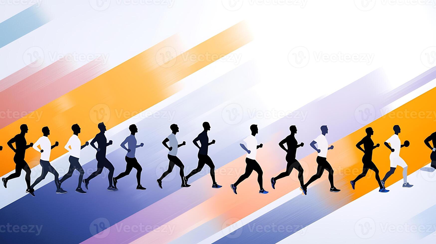 A group of people running in a race photo