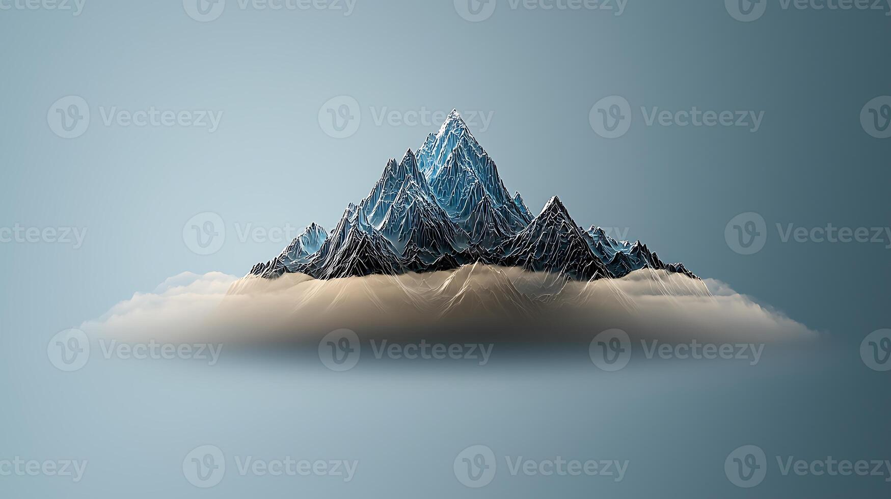 An abstract mountain with clouds and snow photo