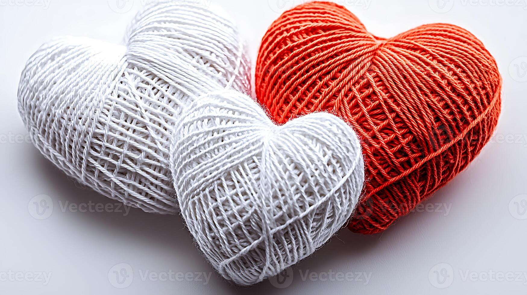 Three red and white hearts on a white background photo